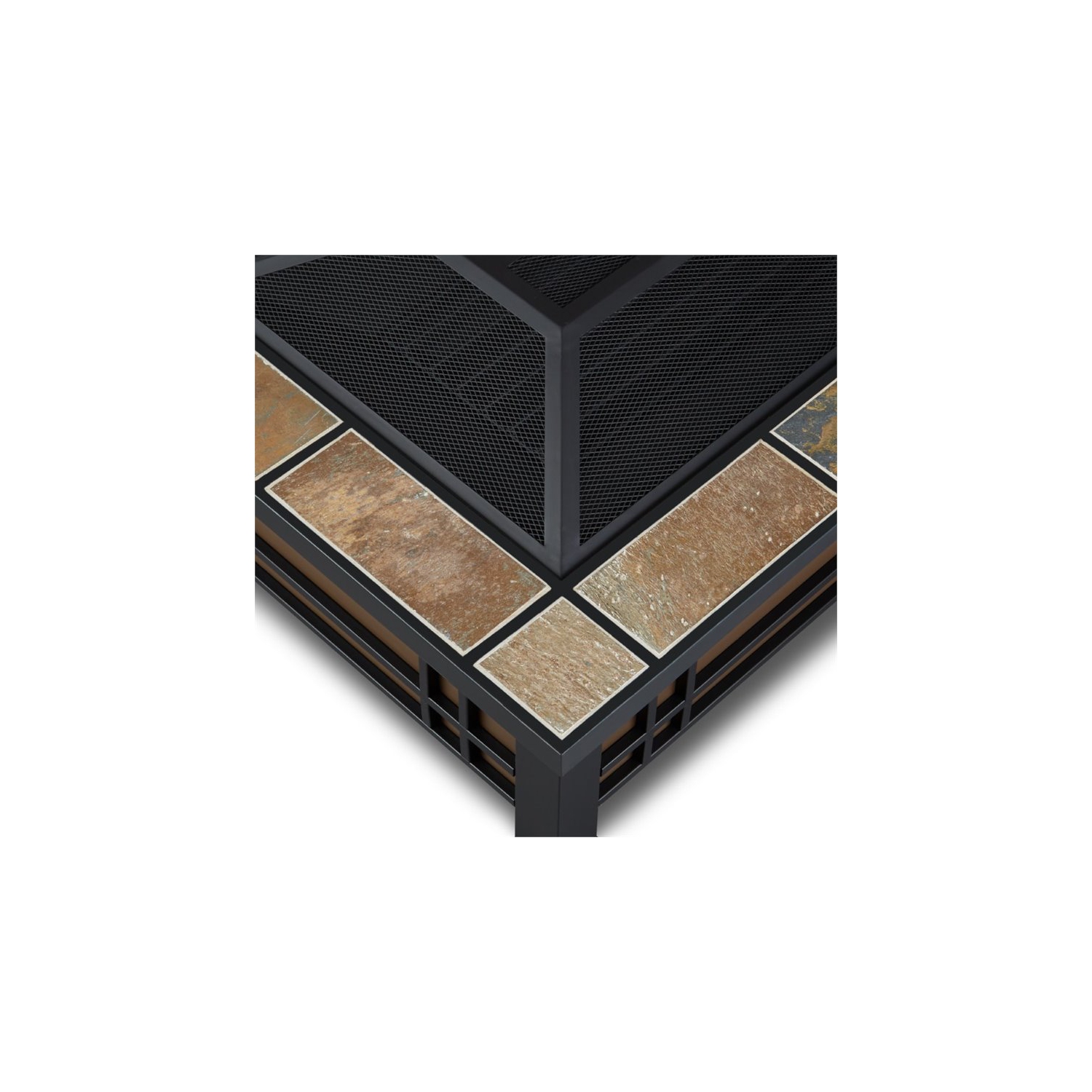 Bowery Hill Contemporary Wood Burning Fire Pit in Natural Slate Tile