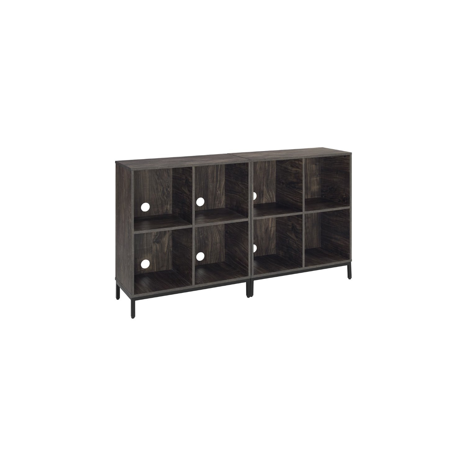 Crosley Jacobsen Industrial Record Storage Cube Bookcase in Brown Ash