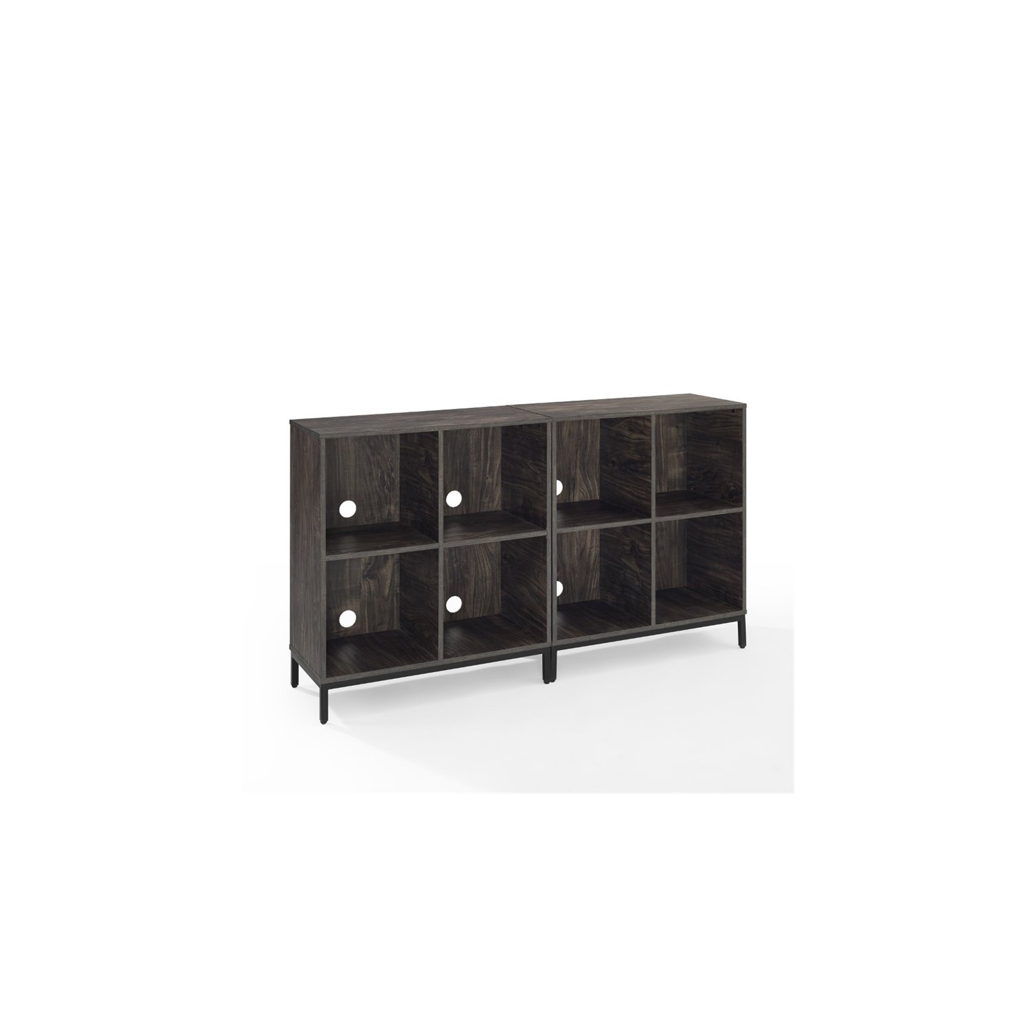 Crosley Jacobsen Industrial Record Storage Cube Bookcase in Brown Ash