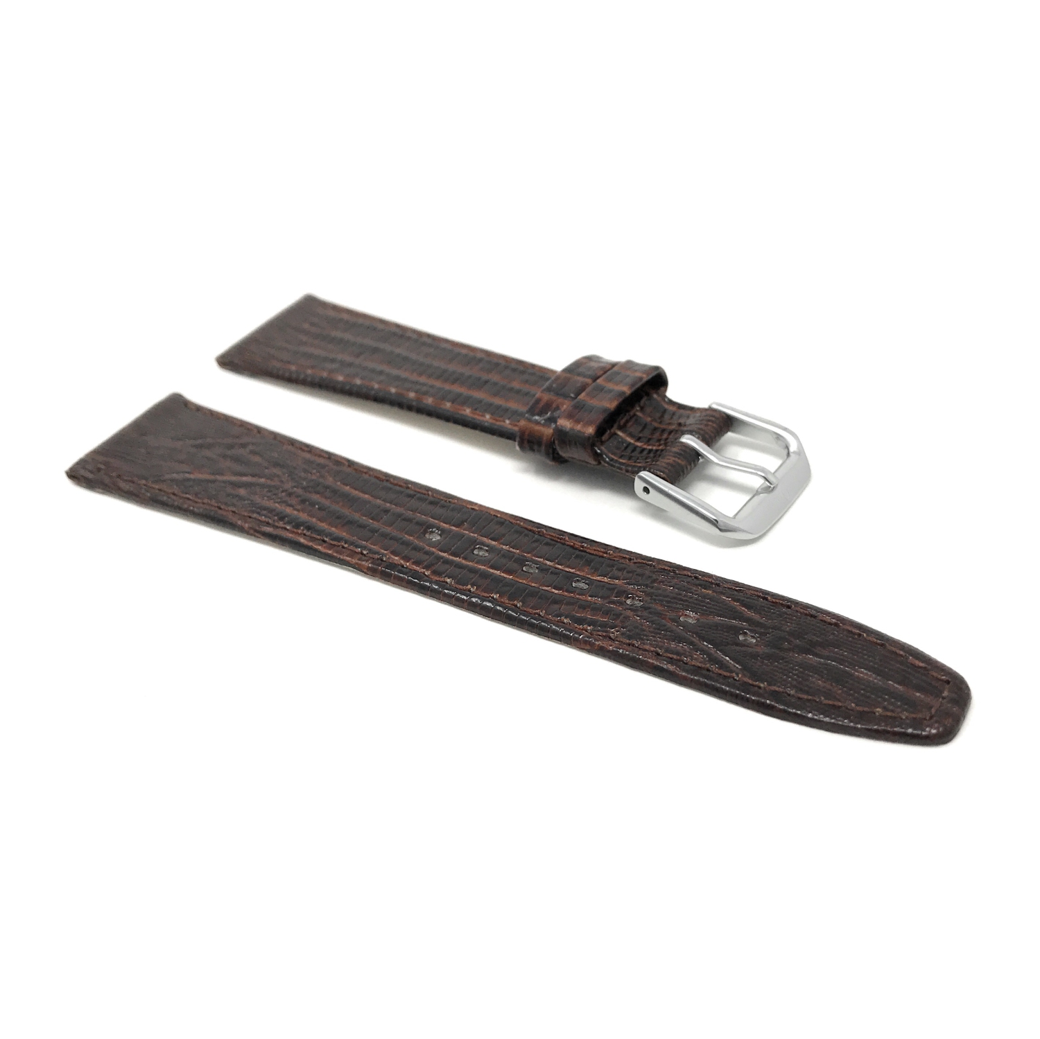 Bandini Bracelet plat en cuir motif texan Teju pour montre intelligente pour Michael Kors MKGO - 20mm, Brun / Boucle Argentée