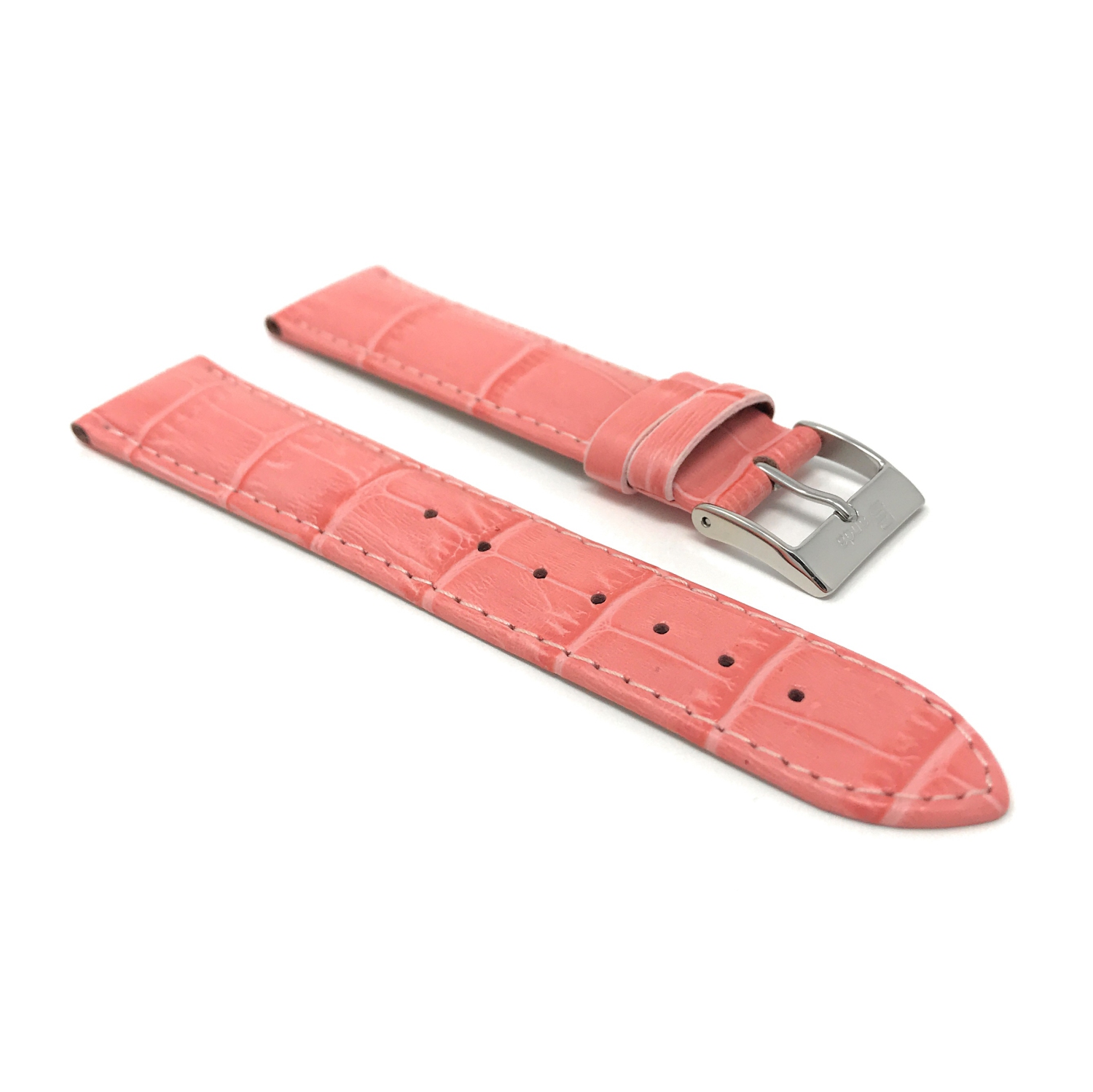 Bandini Bracelet femme en cuir motif alligator pour montre intelligente pour Michael Kors Access Runway - 18mm, Rose chaud / Boucle Argentée