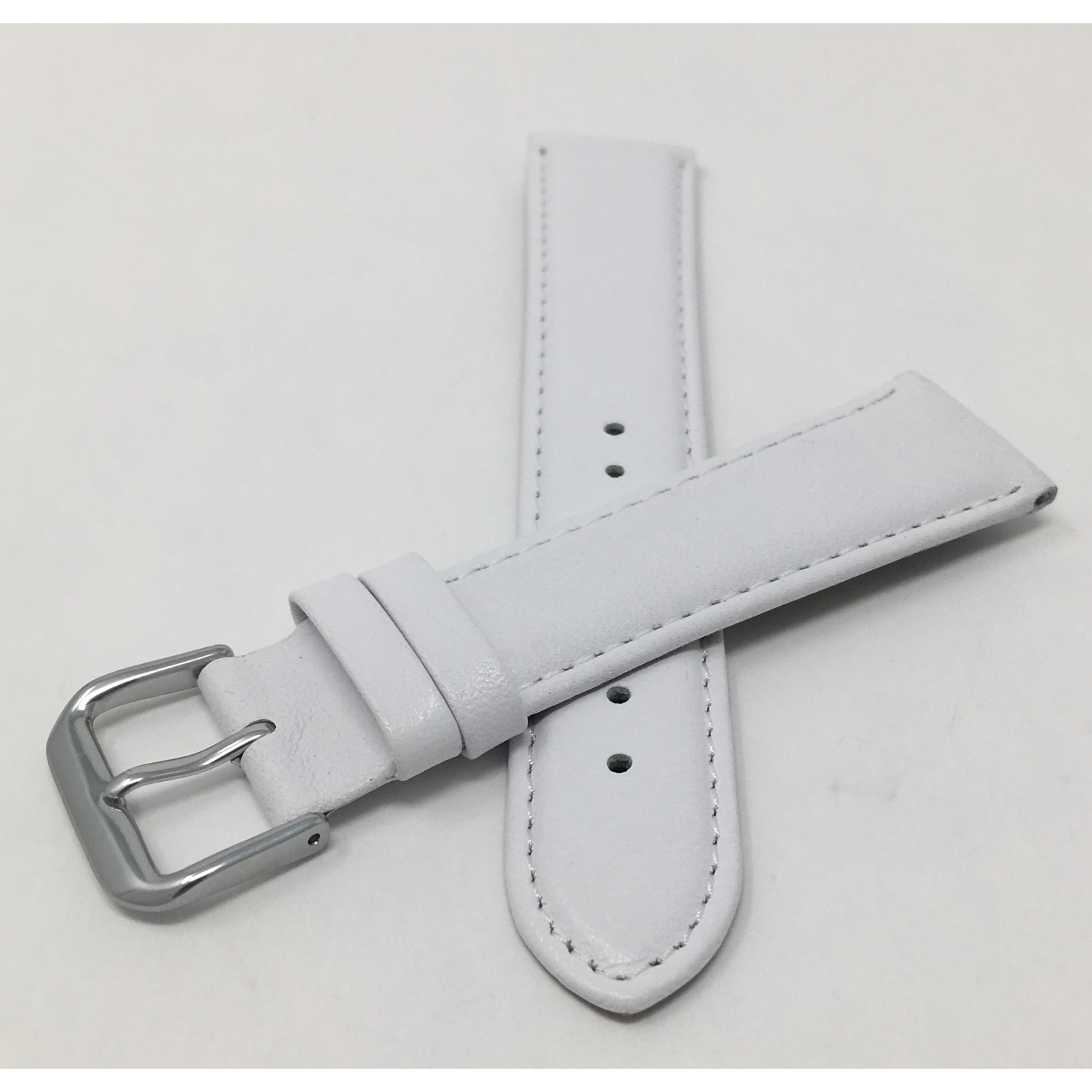 Bandini Womens Semi-Padded Leather Smart Watch Smart Watch Band Strap, Stitch For Mobvoi Ticwatch E, E3, C2 - 20mm, White / Silver Buckle