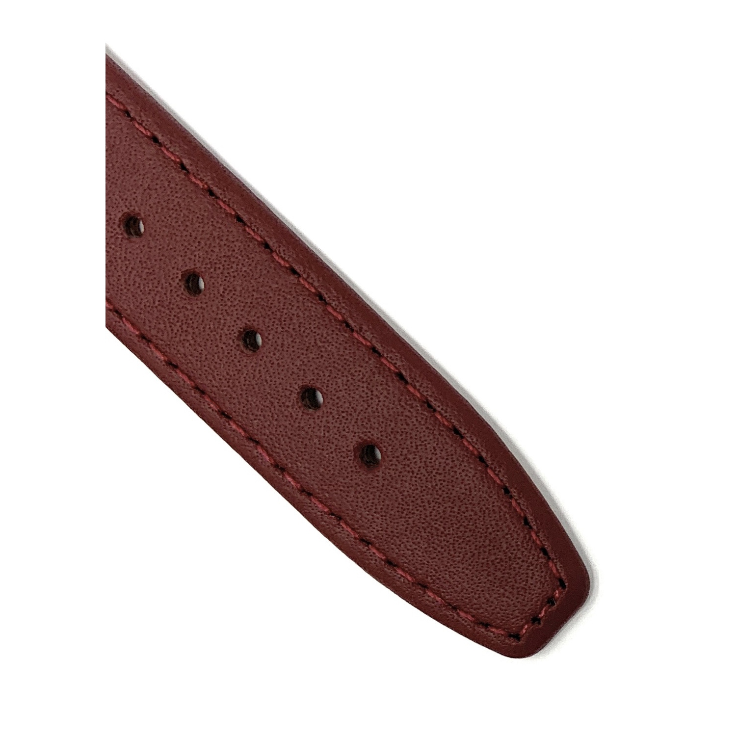 Bandini Classic Thin Leather Smart Watch Band Strap, Stitch For Skagen Falster 2 and 3, Jorn - 22mm, Burgundy / Silver Buckle