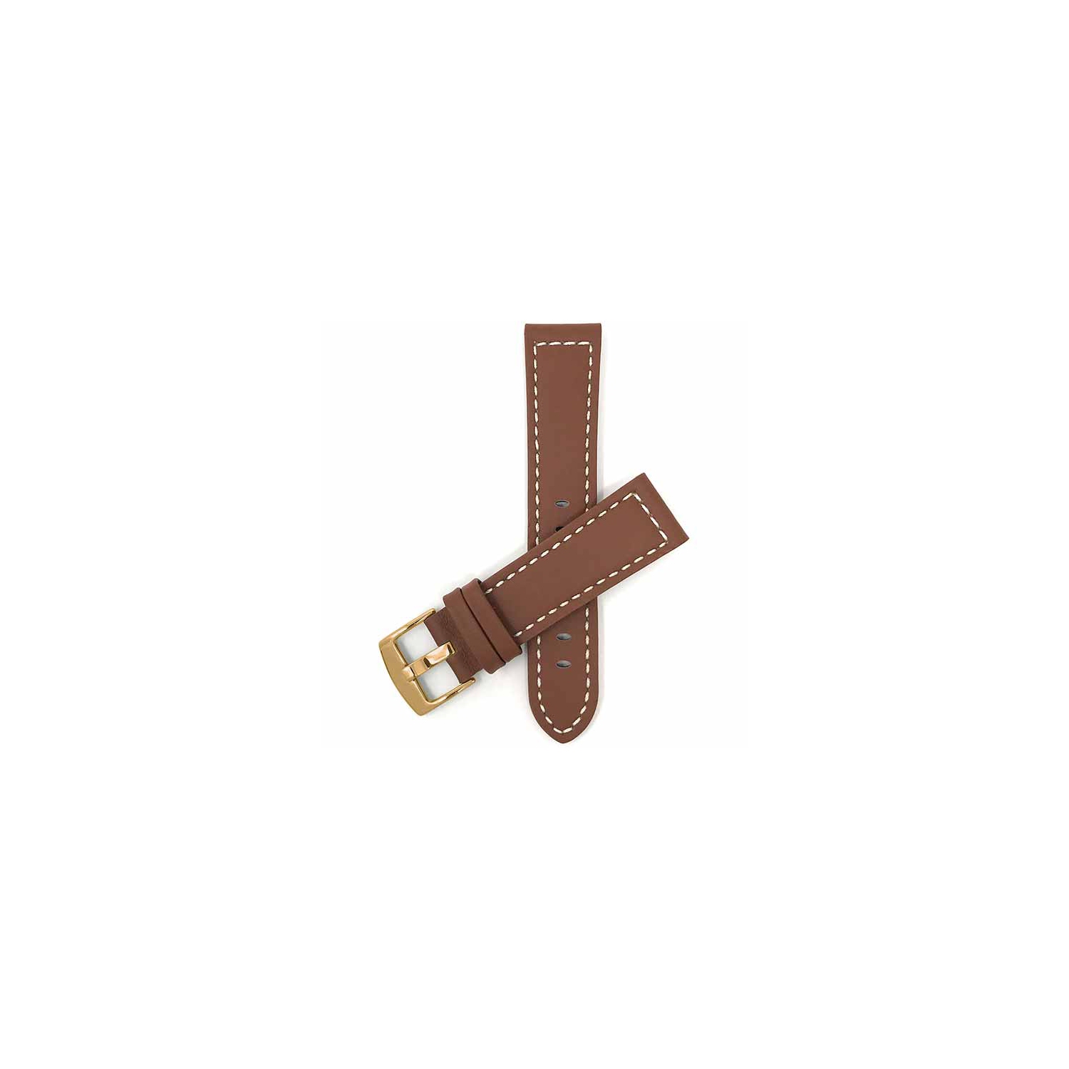 Bandini Thick Leather Racer Smartwatch Strap, White Stitch For Michael Kors MKGO - 20mm, Tan / Gold Buckle