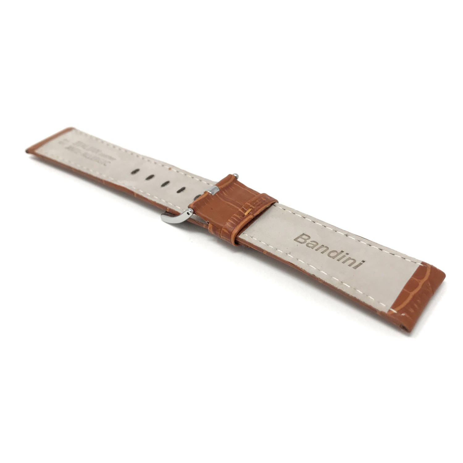 Bandini Mens Leather Alligator Pattern Smart Watch Band Strap For Amazfit Bip, U, S, Lite, GTR 42mm, GTS - 20mm, Tan / Silver Buckle