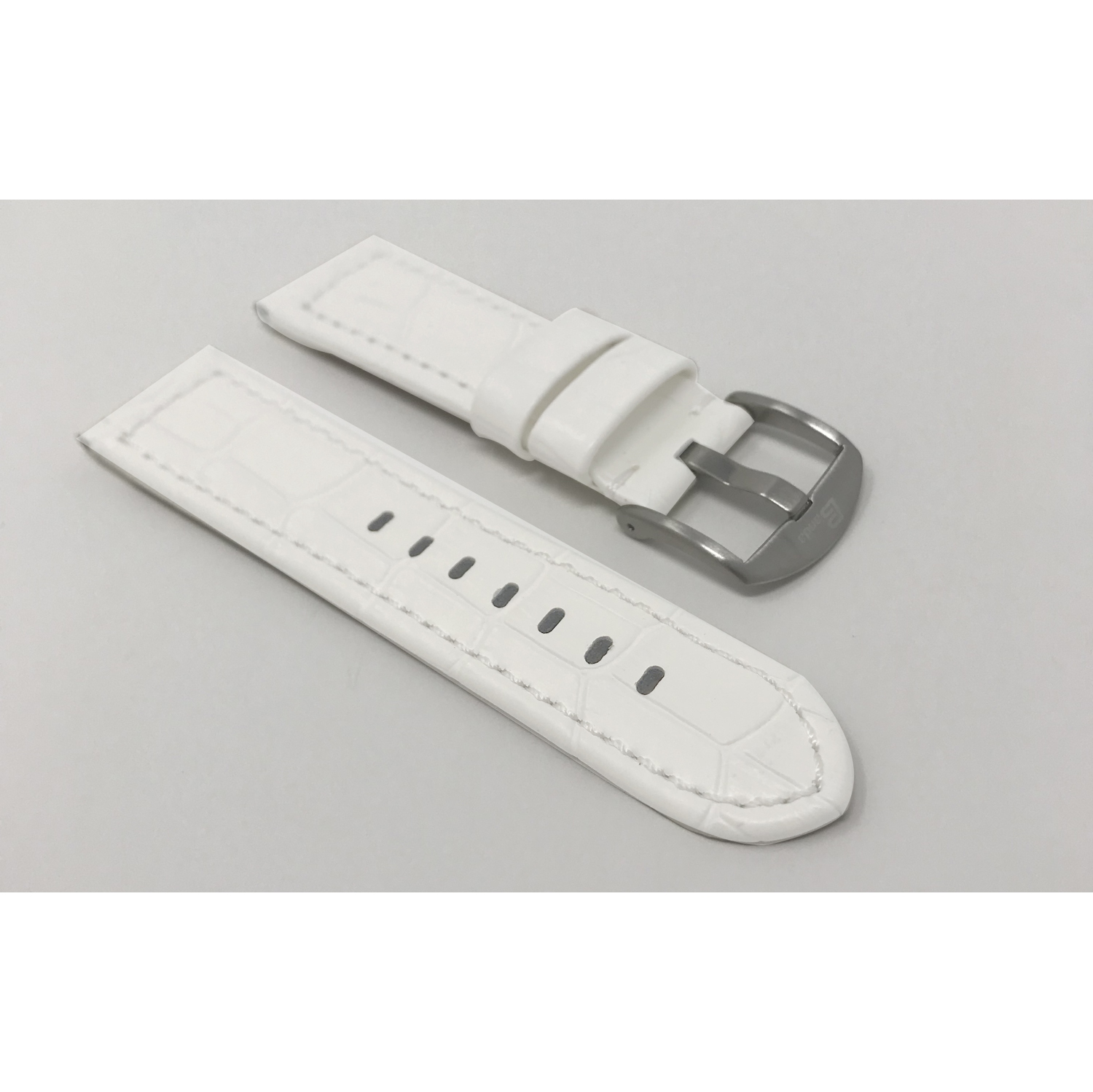 Bandini Wide Mens Alligator Pattern Leather Smart Watch Band Strap For Garmin Venu Sq - 20mm, White