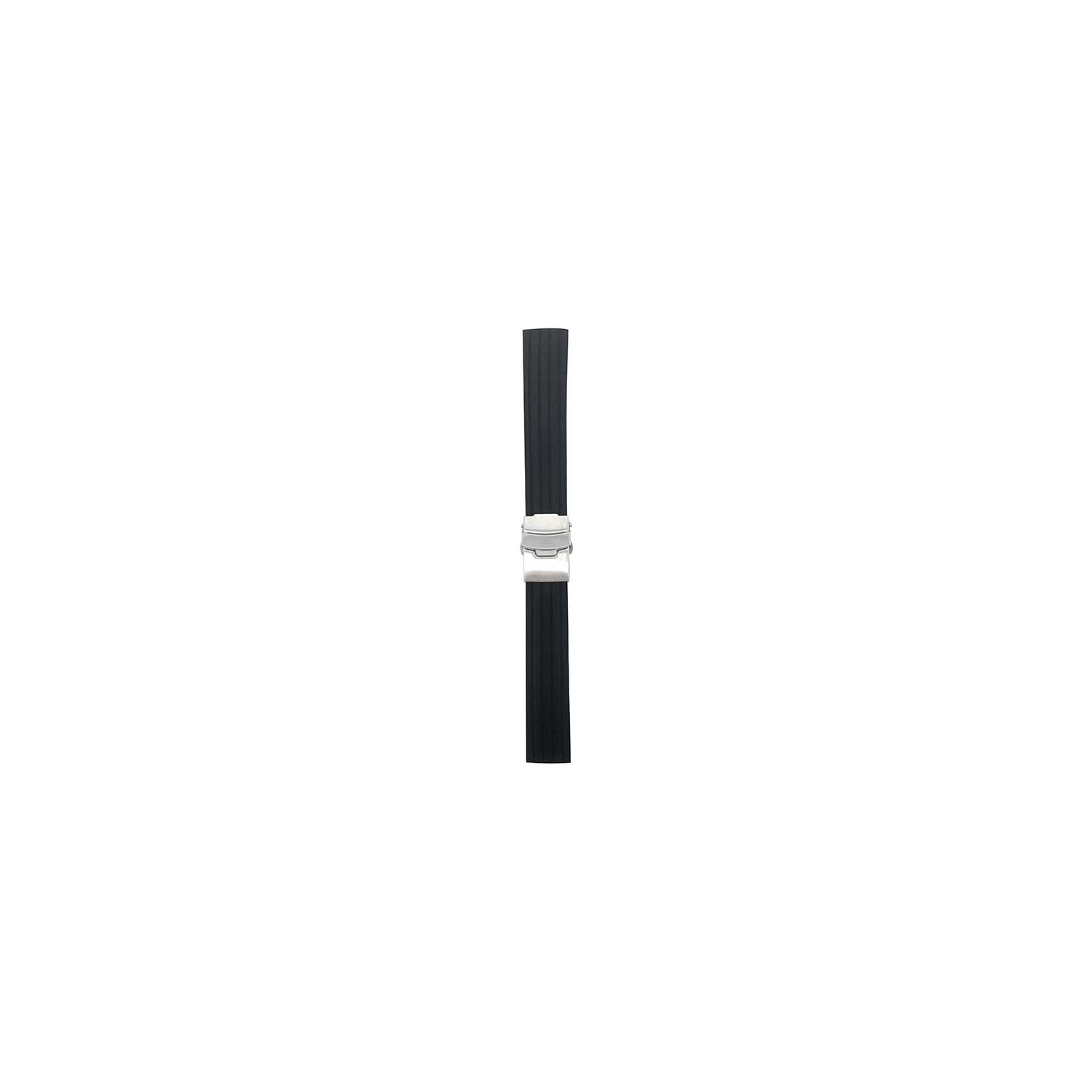 Bandini Black Rubber Silicone Deployment Smart Watch Band Strap For Mobvoi Ticwatch E, E3, C2 - 20mm, Black