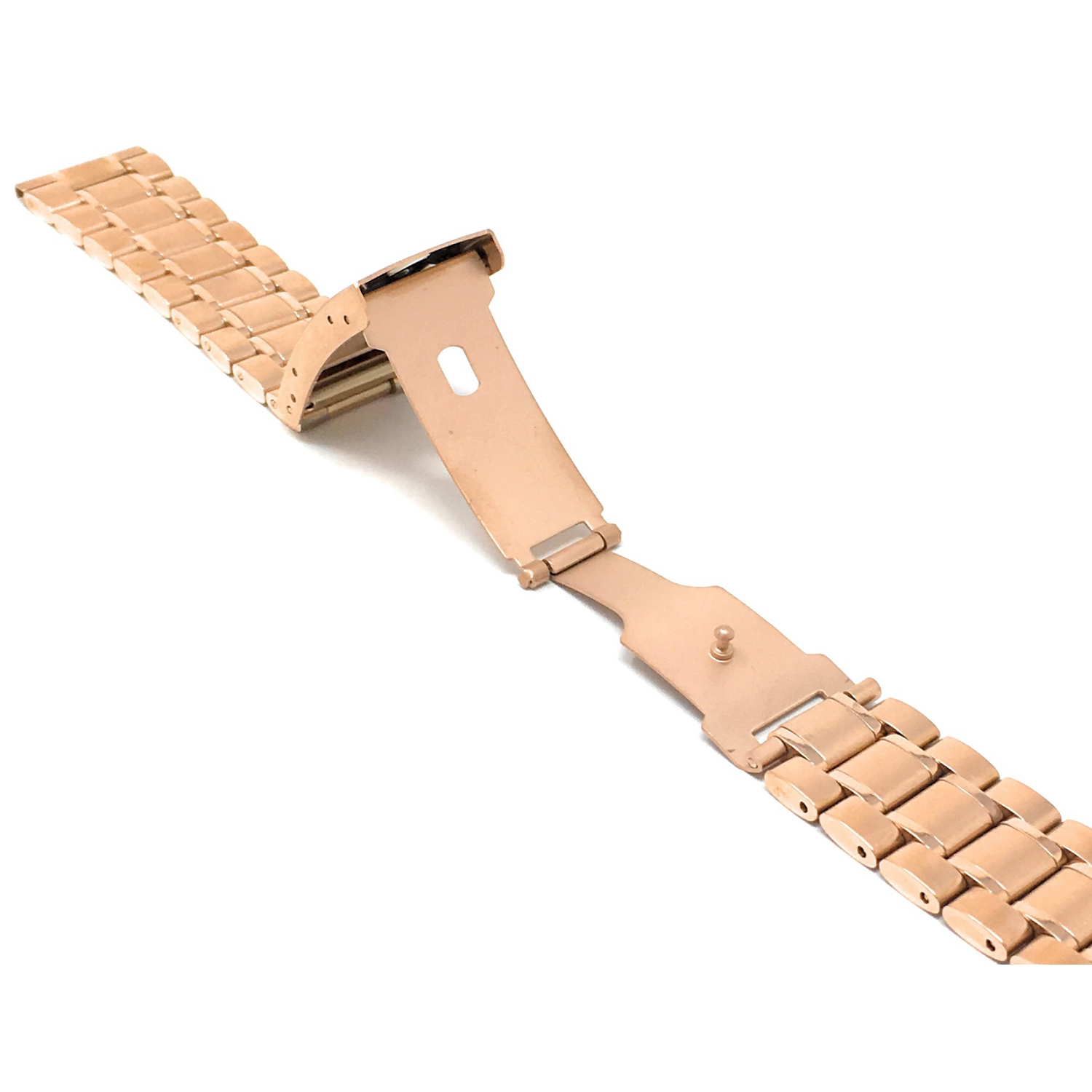 Bandini Stainless Steel Smart Watch Band Strap For Fossil Gen 6, Hybird HR Scarlette, Chartier - 18mm, Rose Gold