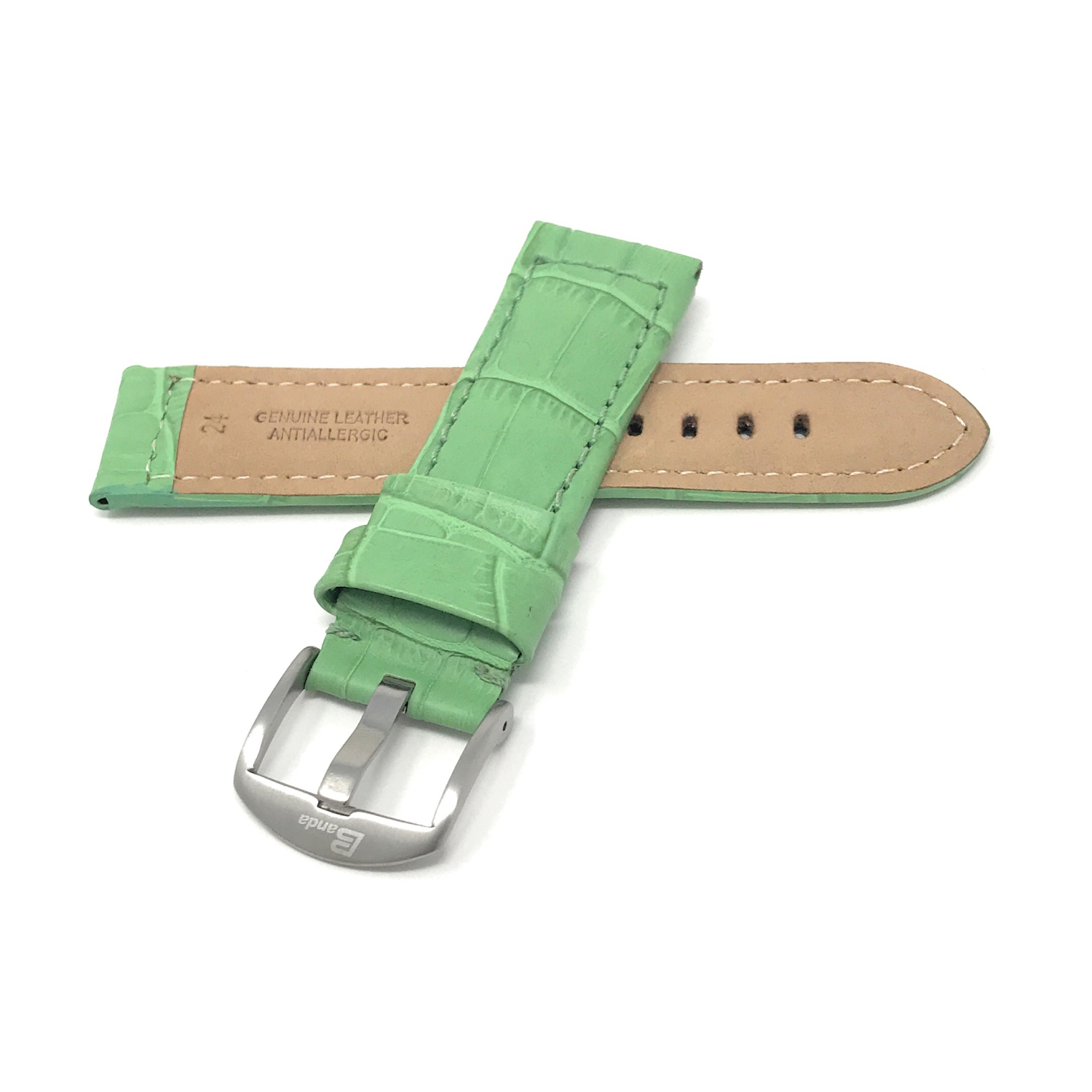 Bandini Wide Mens Alligator Pattern Leather Smart Watch Band Strap For Garmin Venu Sq - 20mm, Green