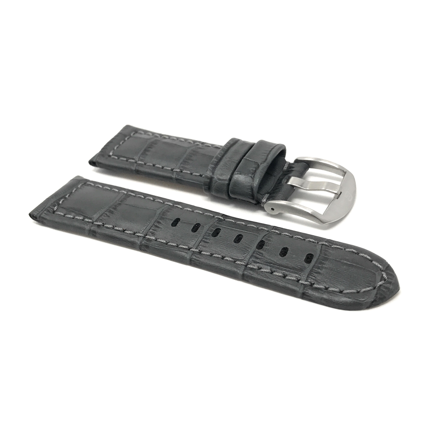 Bandini Wide Mens Alligator Pattern Leather Smart Watch Band Strap For Garmin Venu Sq - 20mm, Grey