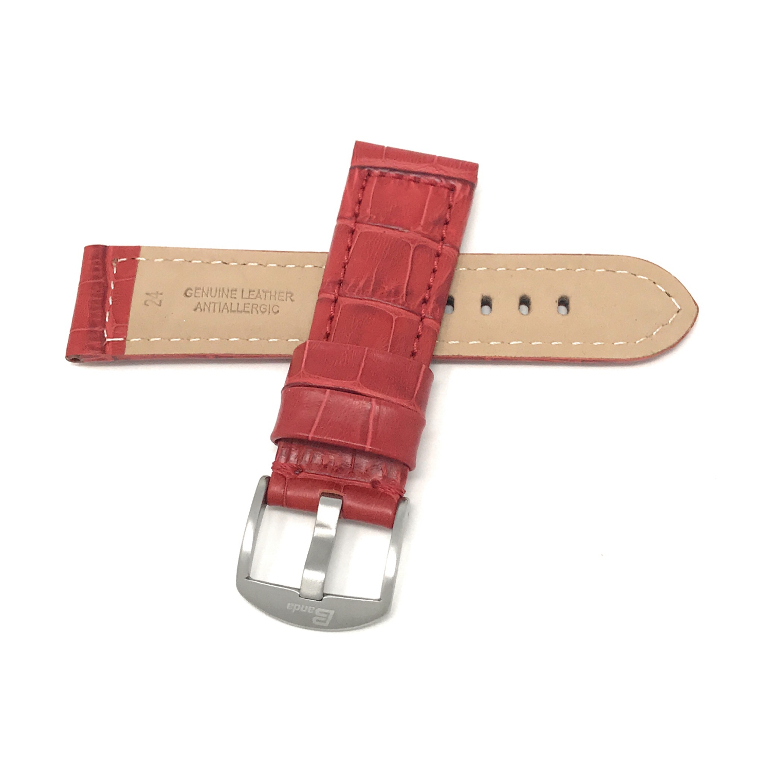 Bandini Wide Mens Alligator Pattern Leather Smart Watch Band Strap For Garmin Venu Sq - 20mm, Red