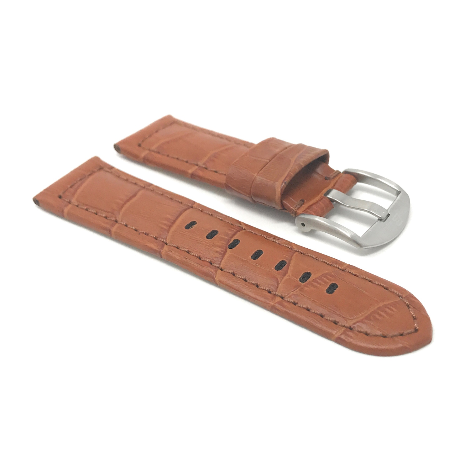 Bandini Wide Mens Alligator Pattern Leather Smart Watch Band Strap For Garmin Venu Sq - 20mm, Tan