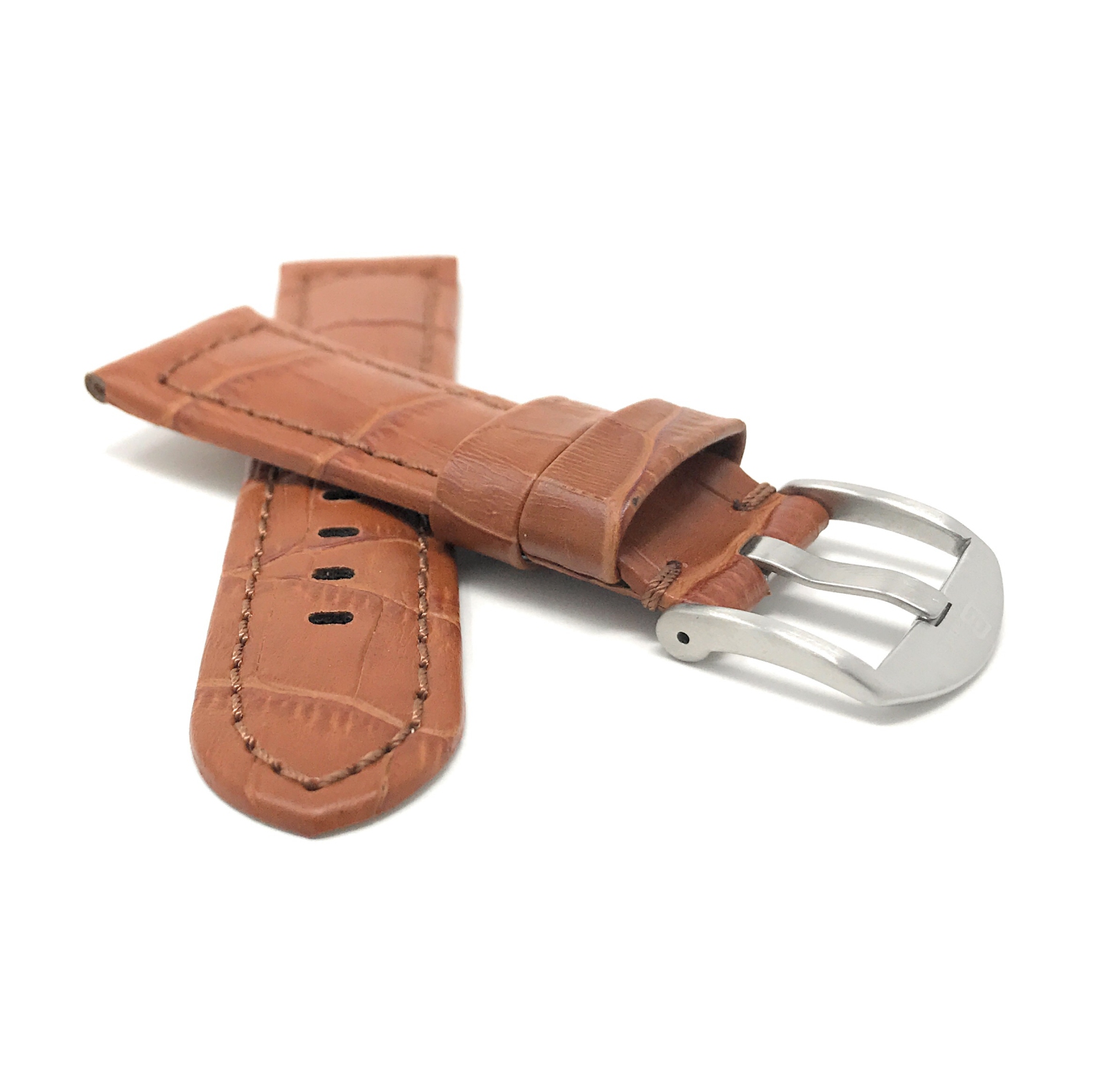 Bandini Wide Mens Alligator Pattern Leather Smart Watch Band Strap For Garmin Venu Sq - 20mm, Tan