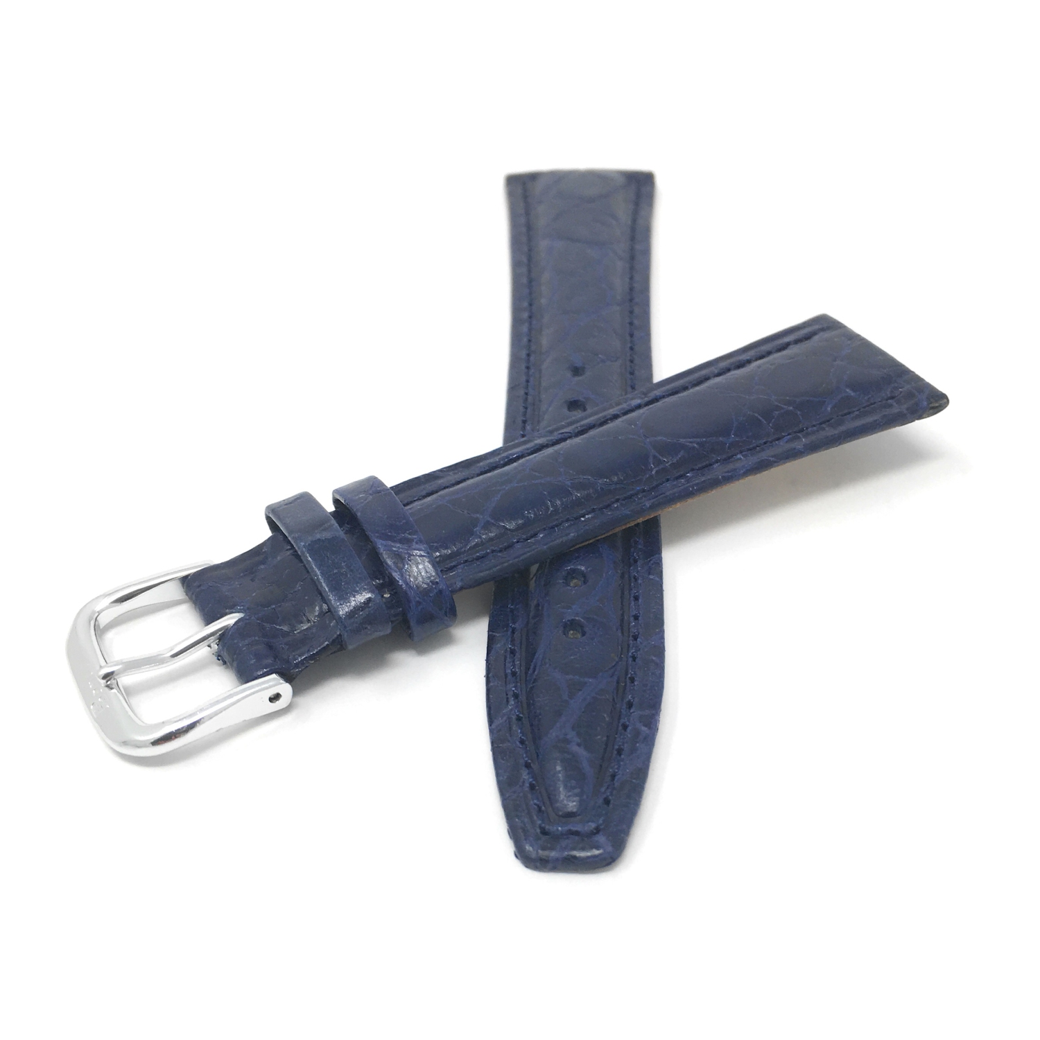 Bandini Womens Glossy Padded Leather Lizard Pattern Smart Watch Band Strap For Garmin Venu Sq - 20mm, Blue / Silver Buckle