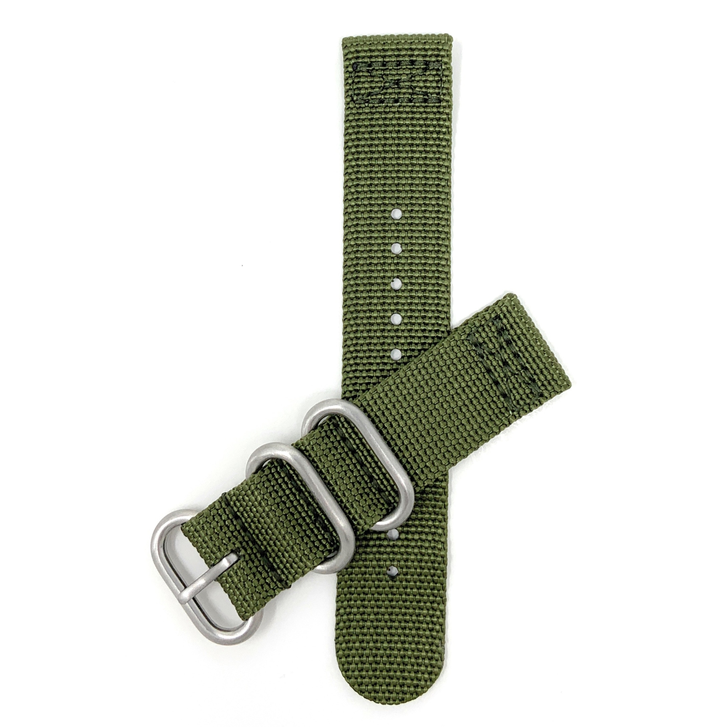 Bandini 2 Piece Nylon Zulu Smart Watch Band Strap For Mobvoi Ticwatch E2, S2, Pro, Pro 3 - 22mm, Green