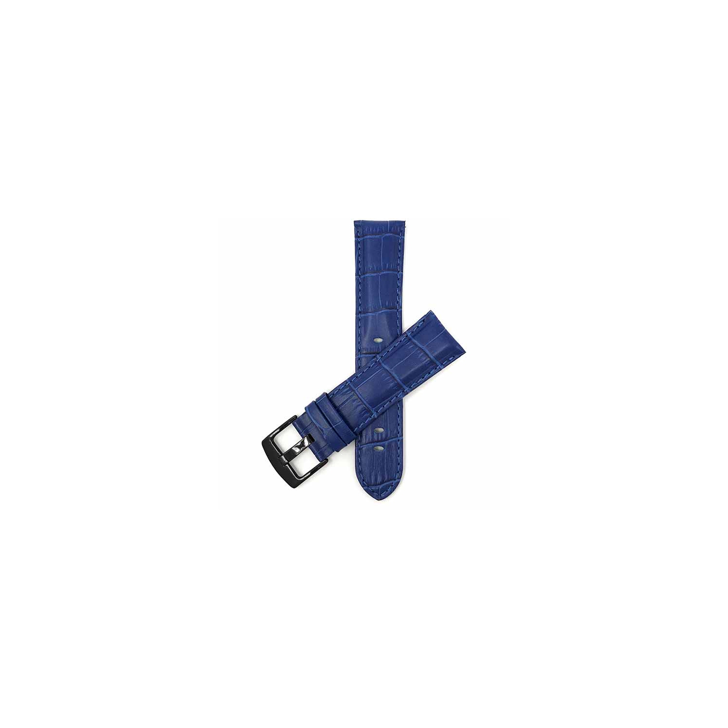 Bandini Mens Leather Alligator Pattern Smart Watch Band Strap For Garmin Forerunner, Vivoactive 4 - 22mm, Blue / Black Buckle