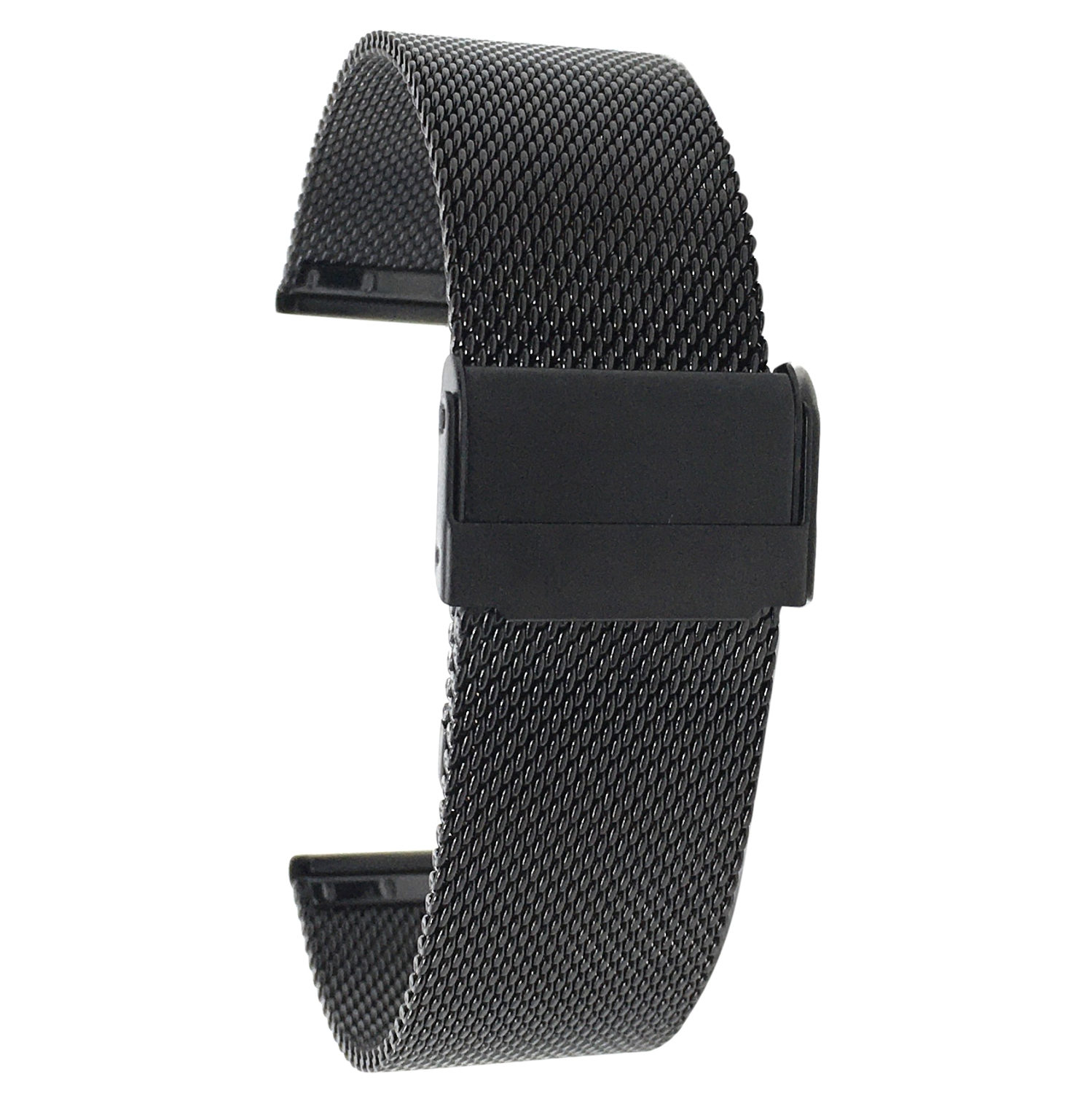 Bandini Fine Metal Mesh Smart Watch Band Strap, Stainless Steel Mesh Milanese Band For Mobvoi Ticwatch E, E3, C2 - 20mm, Black