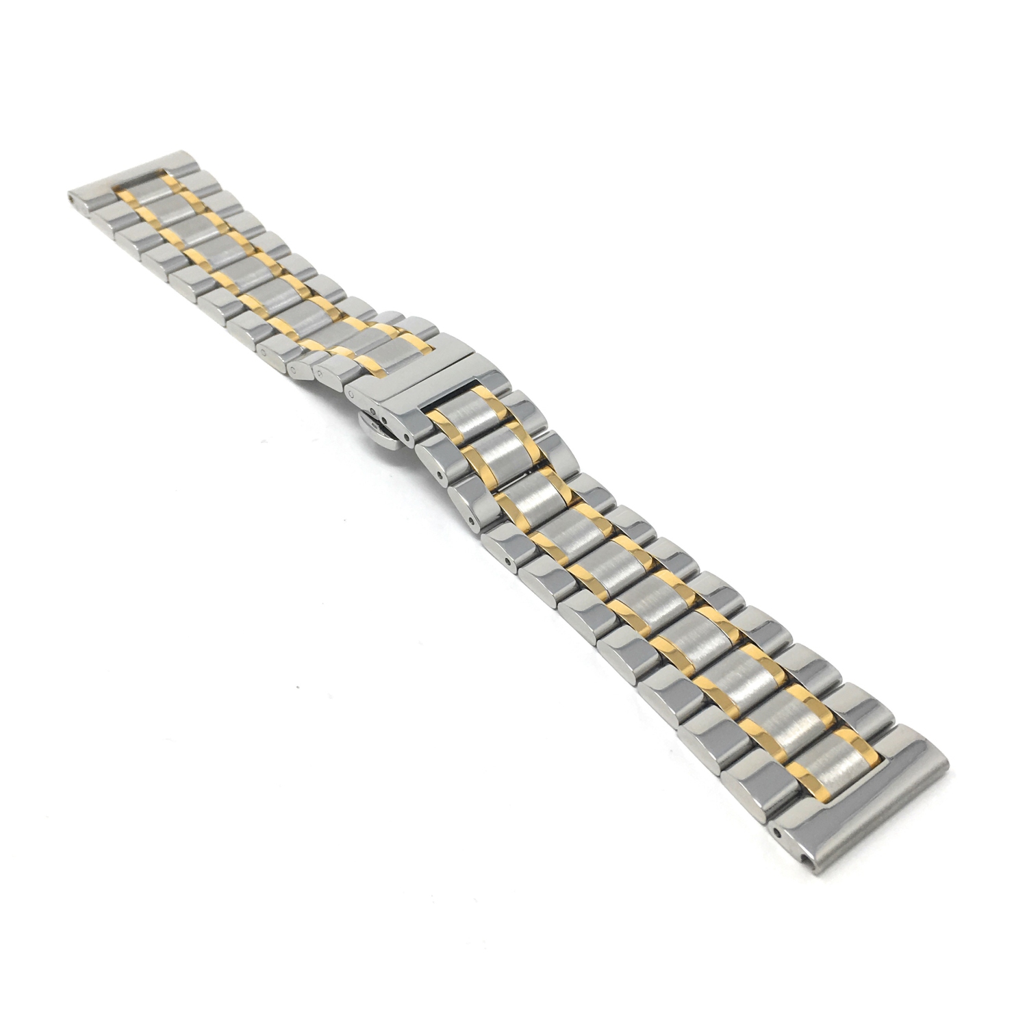 Bandini Stainless Steel Smart Watch Band Strap, Removable Links For Mobvoi Ticwatch E2, S2, Pro, Pro 3 - 22mm, Silver / Gold