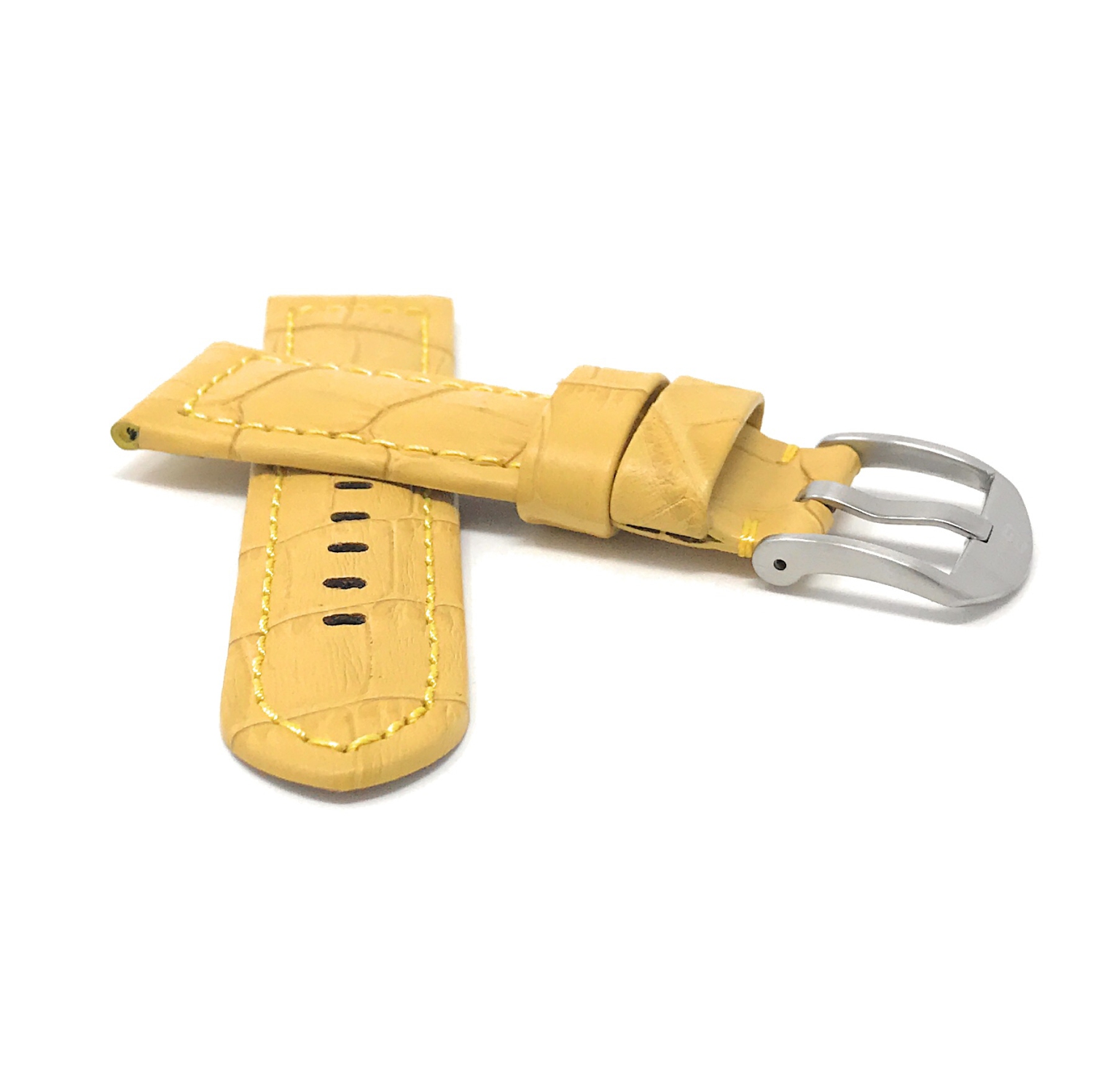 Bandini Bracelet large pour montre intelligente en cuir motif alligator pour hommes pour Michael Kors Access Runway - 18mm, Jaune / Boucle Argentée