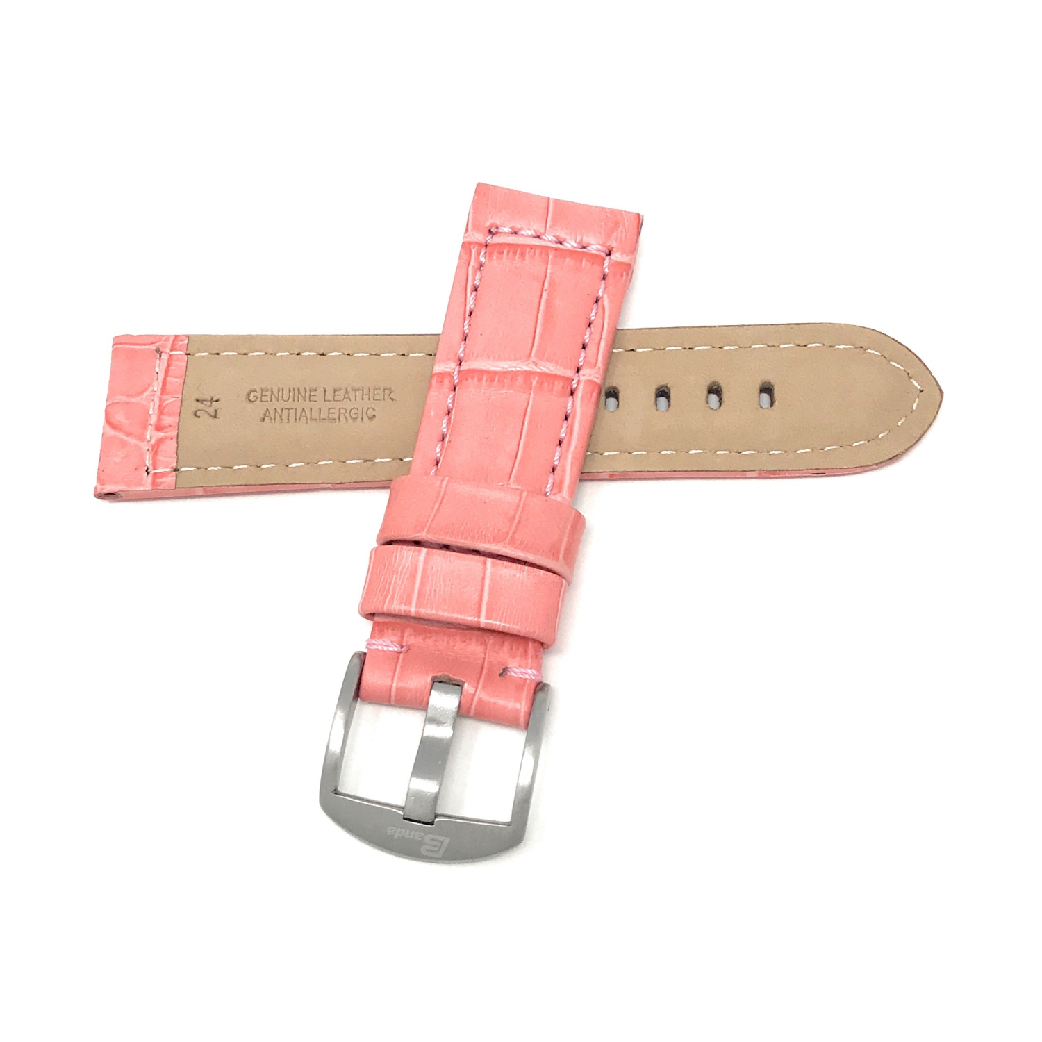 Bandini Wide Mens Alligator Pattern Leather Smart Watch Band Strap For Moto360 Gen 2 and Gen 3 - 20mm, Pink