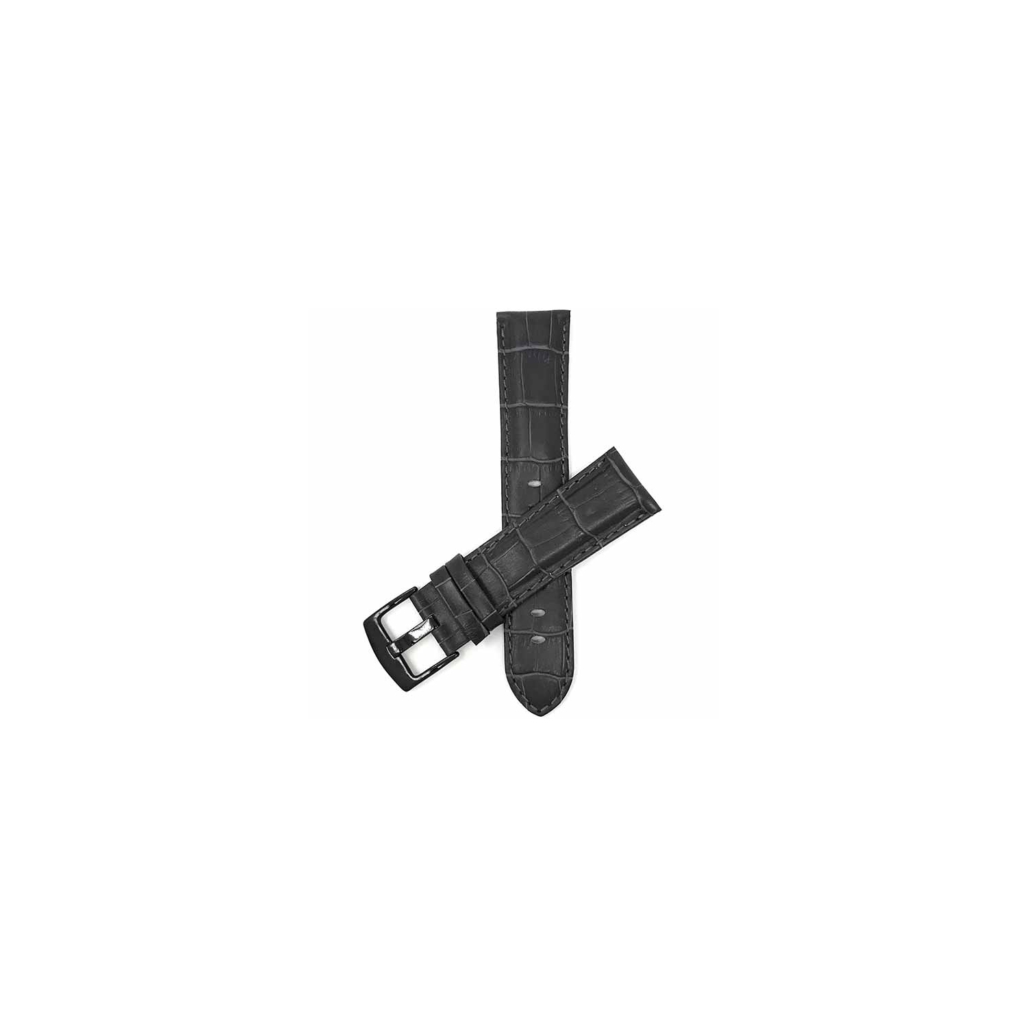 Bandini Mens Leather Alligator Pattern Smart Watch Band Strap For Mobvoi Ticwatch E2, S2, Pro, Pro 3 - 22mm, Grey / Black Buckle