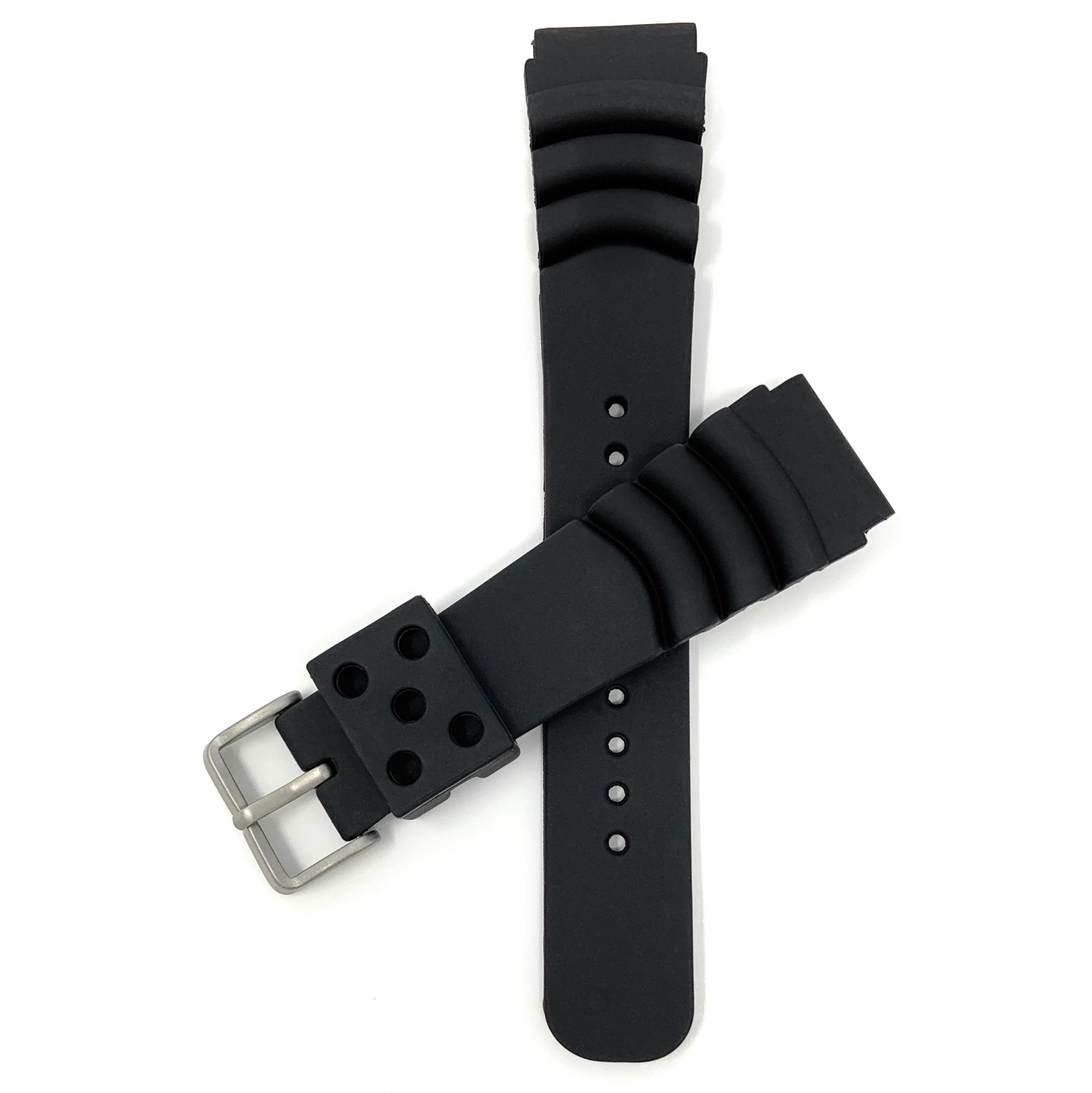 Bandini Mens Ocean Ripples Rubber Diver Smart Watch Band Strap For Mobvoi Ticwatch E, E3, C2 - 20mm, Black