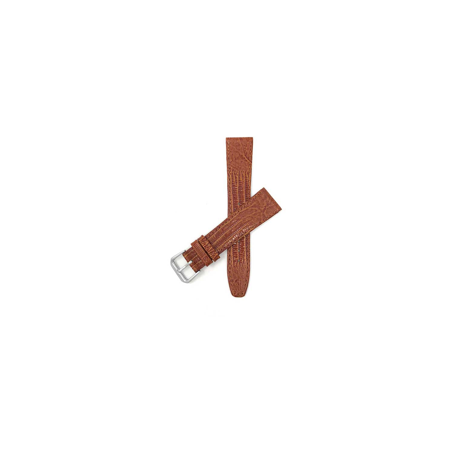 Bandini Flat Leather Texas Teju Pattern Smart Watch Band Strap For Mobvoi Ticwatch E, E3, C2 - 20mm, Tan / Silver Buckle