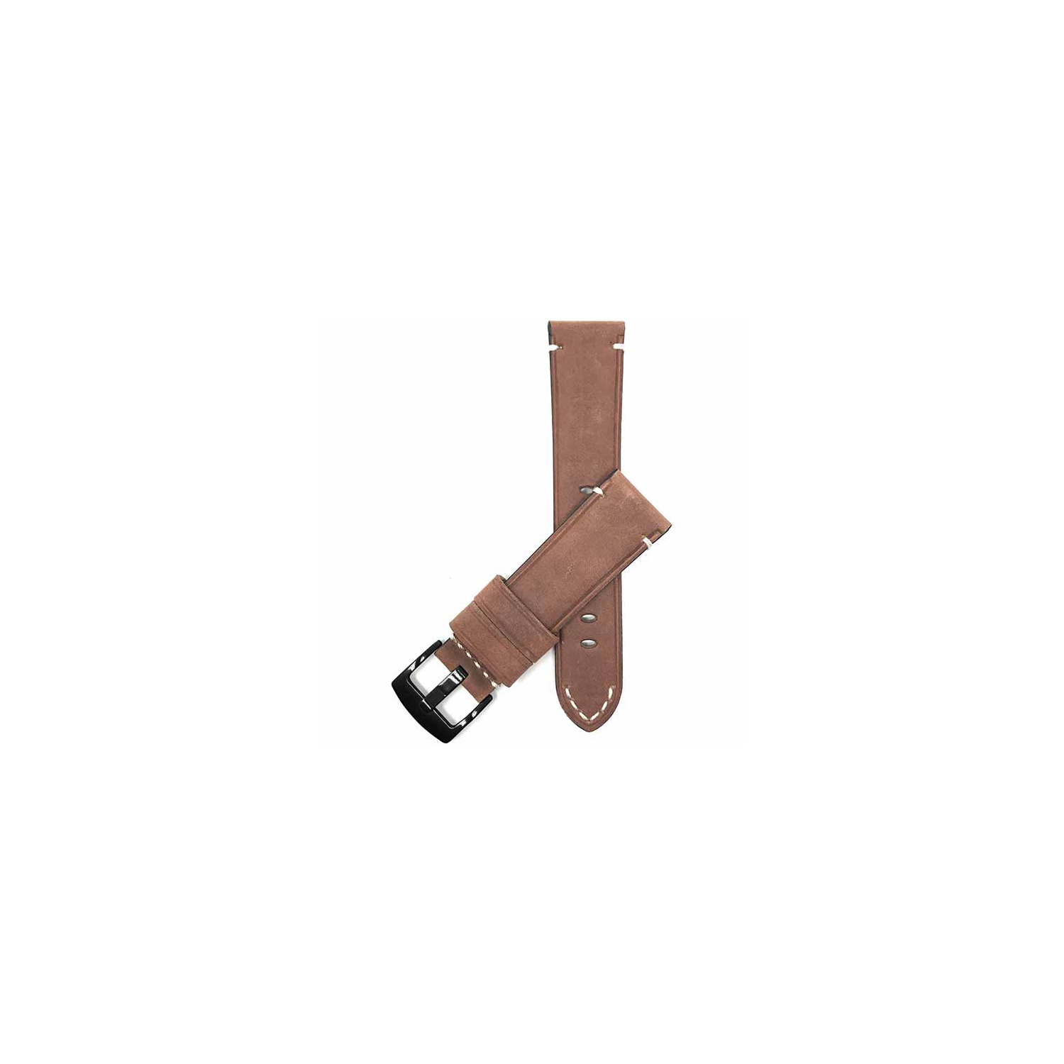 Bandini Mens Distressed Vintage Leather Smart Watch Band Strap For Mobvoi Ticwatch E, E3, C2 - 20mm, Tan / Black Buckle