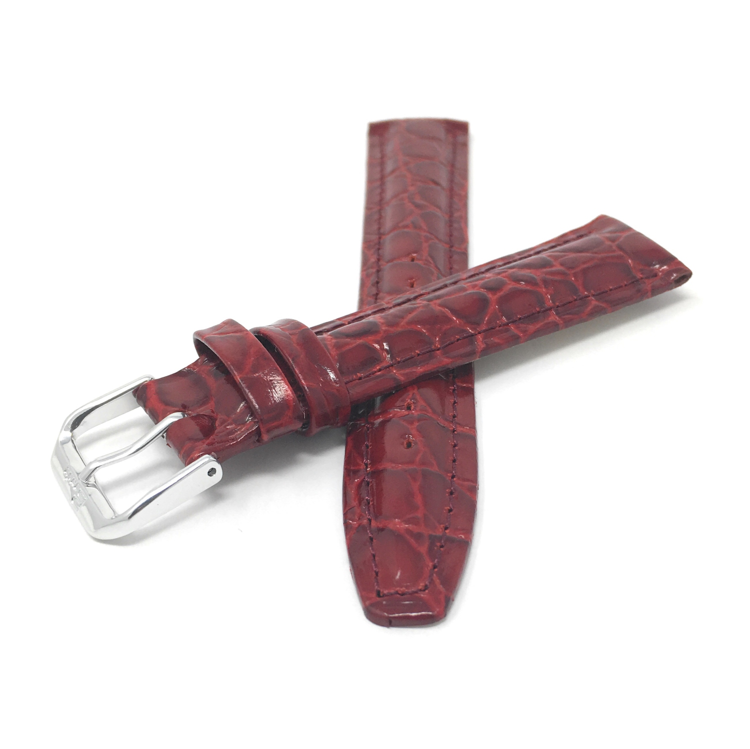 Bandini Womens Glossy Padded Leather Lizard Pattern Smart Watch Band Strap For Garmin Venu Sq - 20mm, Burgundy / Silver Buckle