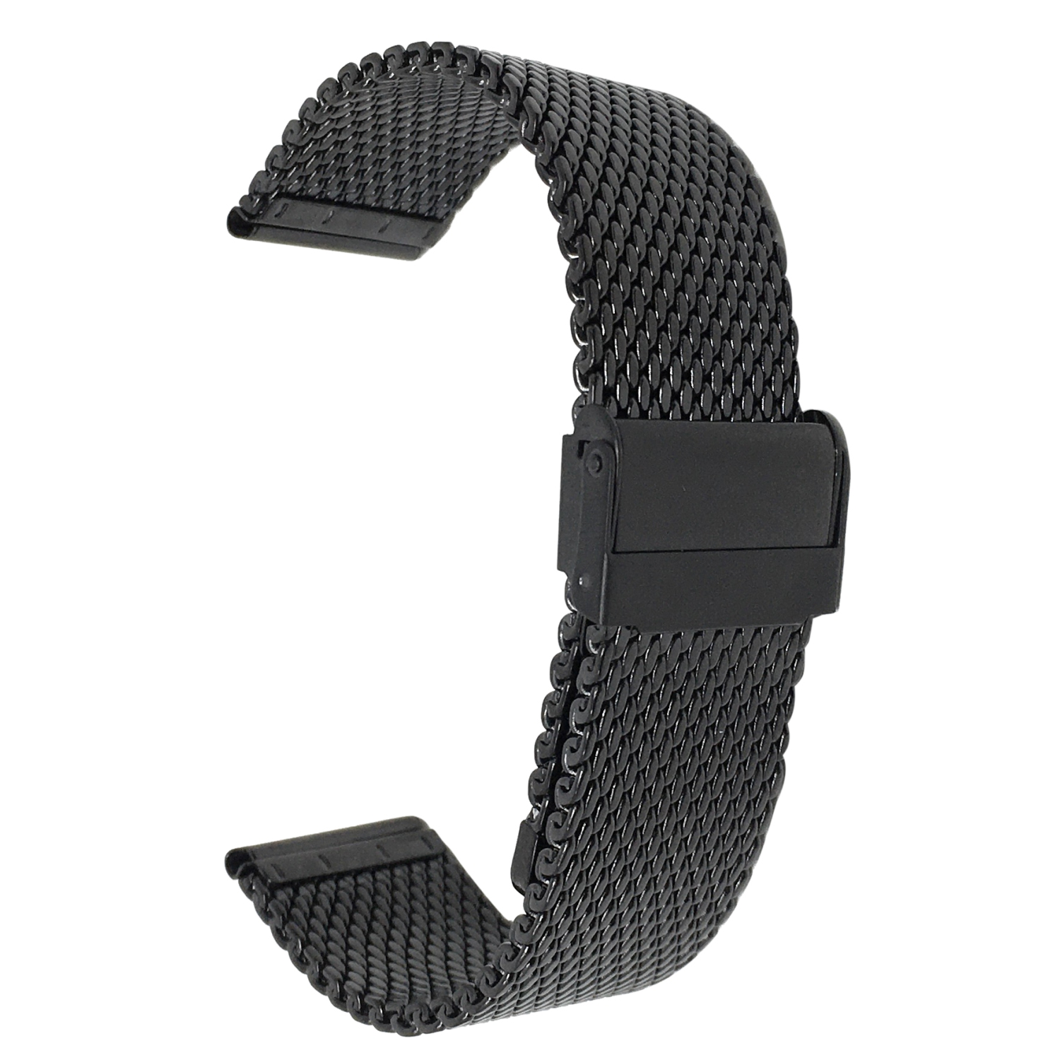 Bandini Mens Stainless Steel MIlanese Thick Mesh Smart Watch Band Strap For Mobvoi Ticwatch E2, S2, Pro, Pro 3 - 22mm, Black