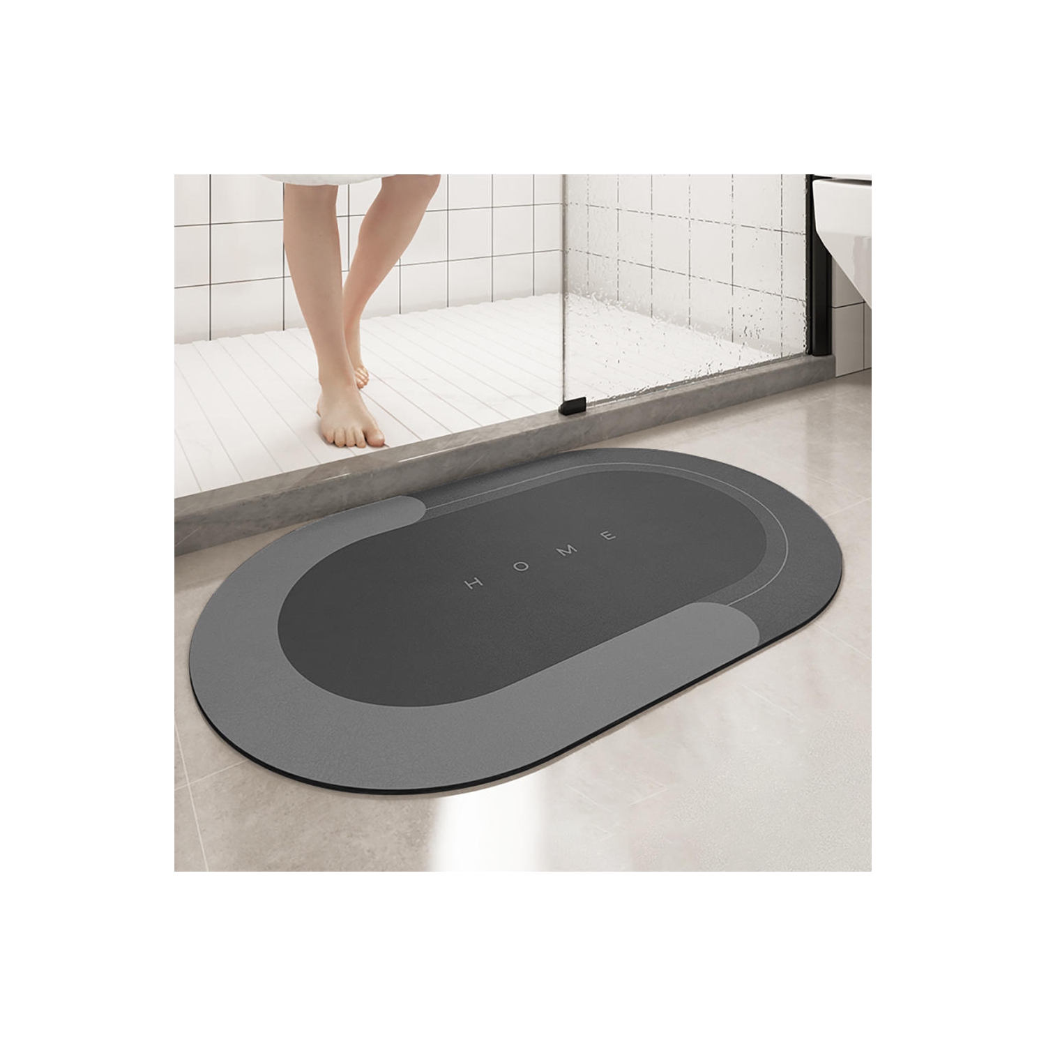 Strong Absorption and Fast Drying Diatomaceous Earth Bathroom Mat with Rubber Backed - LIVINGbasics® - Dark Grey(31.18X19.76 inch)