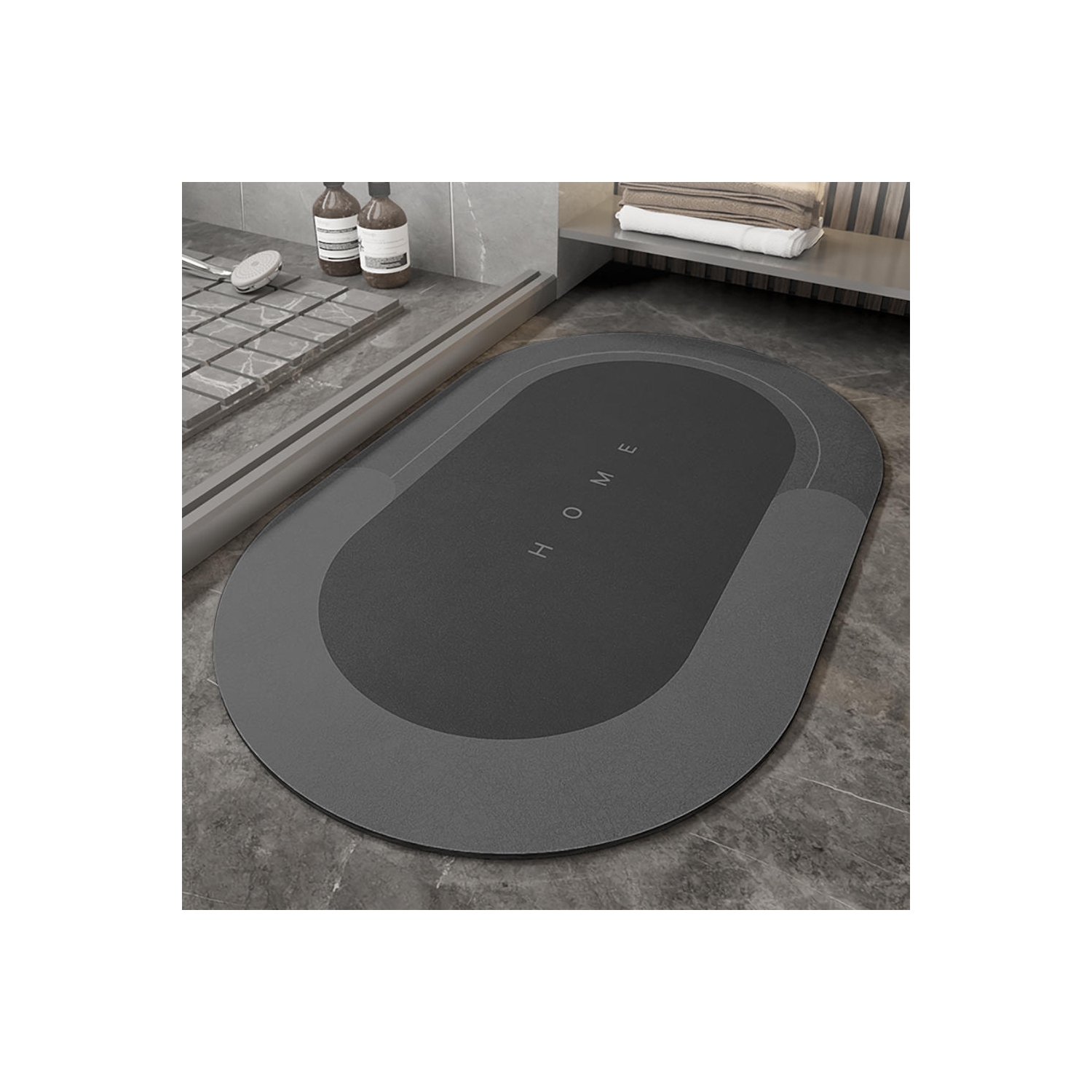 Strong Absorption and Fast Drying Diatomaceous Earth Bathroom Mat with Rubber Backed - LIVINGbasics® - Dark Grey(31.18X19.76 inch)