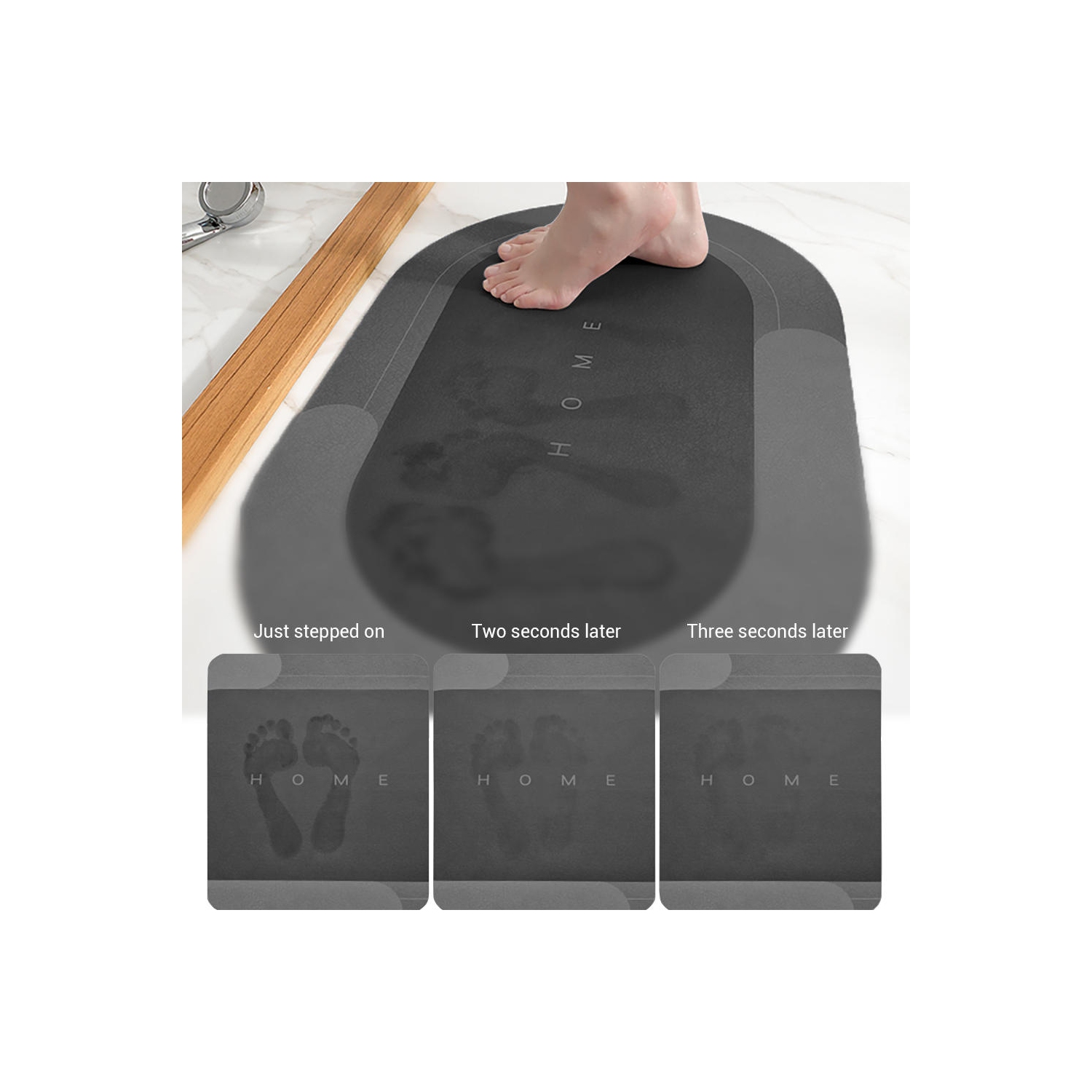 Strong Absorption and Fast Drying Diatomaceous Earth Bathroom Mat with Rubber Backed - LIVINGbasics® - Dark Grey(31.18X19.76 inch)