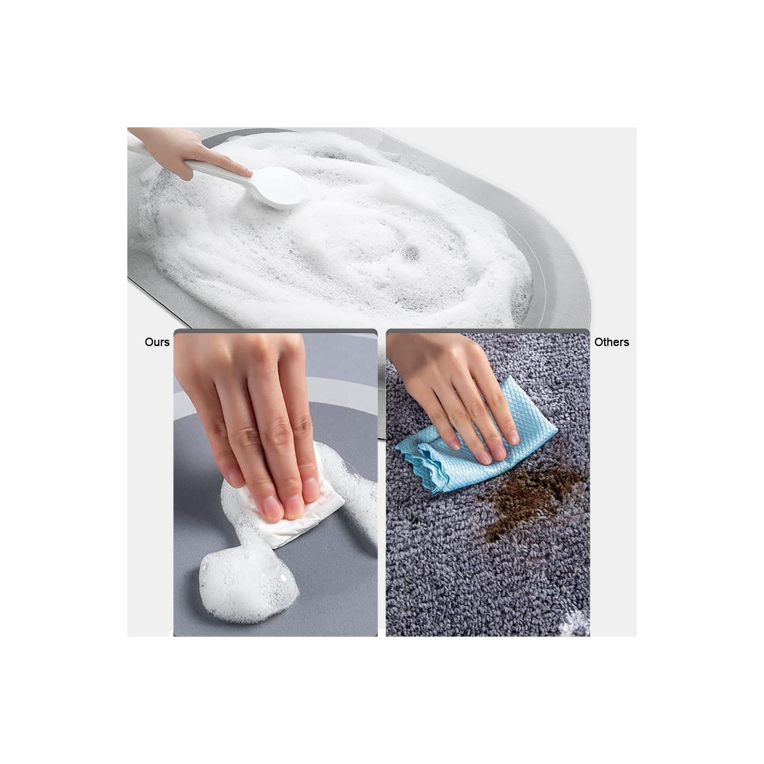 Bathroom Bathtub Mat Strong Absorption and Fast Drying Diatomaceous Earth - LIVINGbasics - Light Grey, 50*80cm