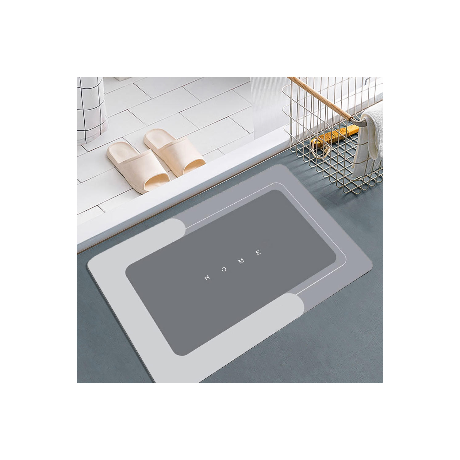 Bathroom Bathtub Mat Strong Absorption and Fast Drying Diatomaceous Earth - LIVINGbasics - Light Grey, 50*80cm