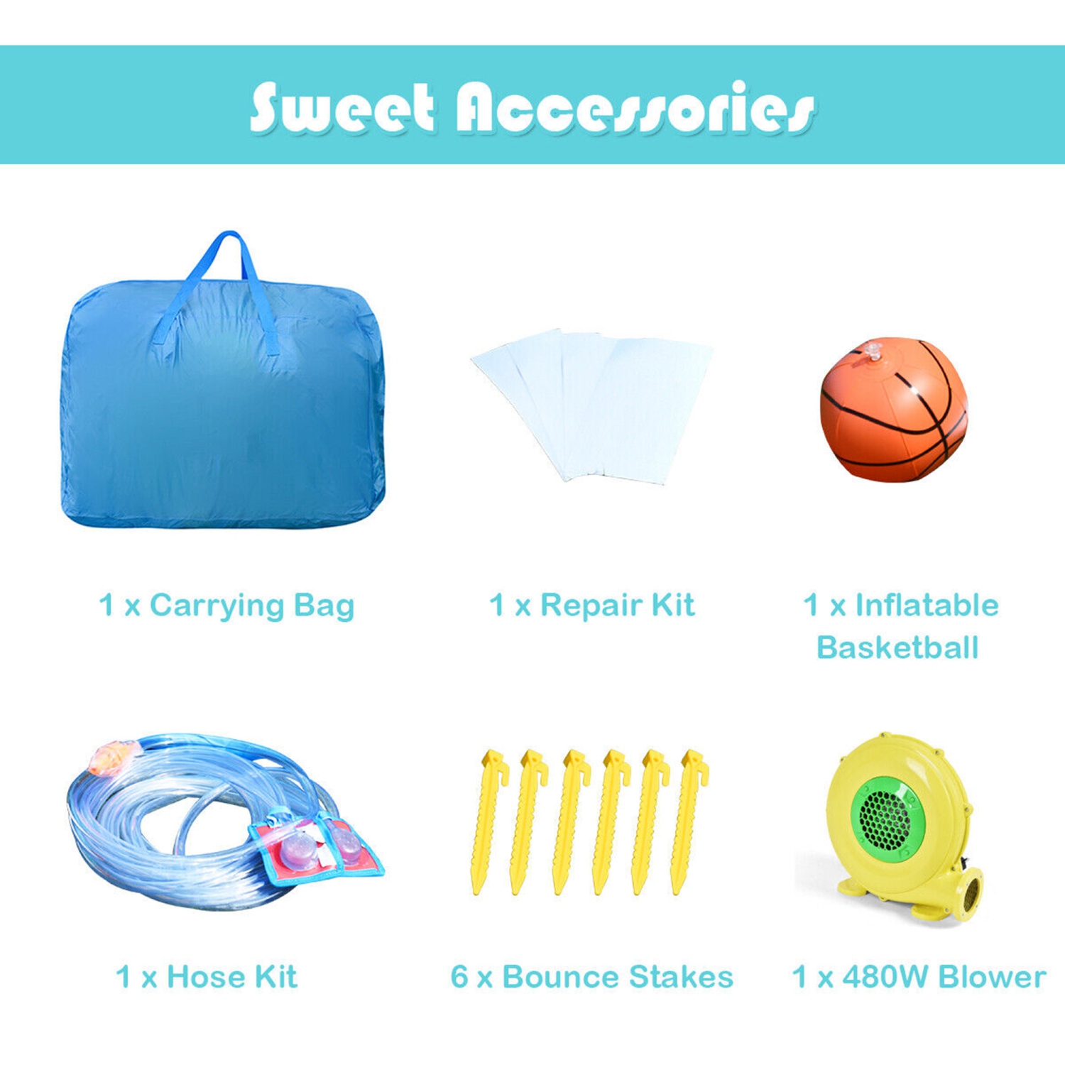 Gymax Inflatable Kids Water Slide Jumper Bounce House Splash Water Pool W/ 480W Blower