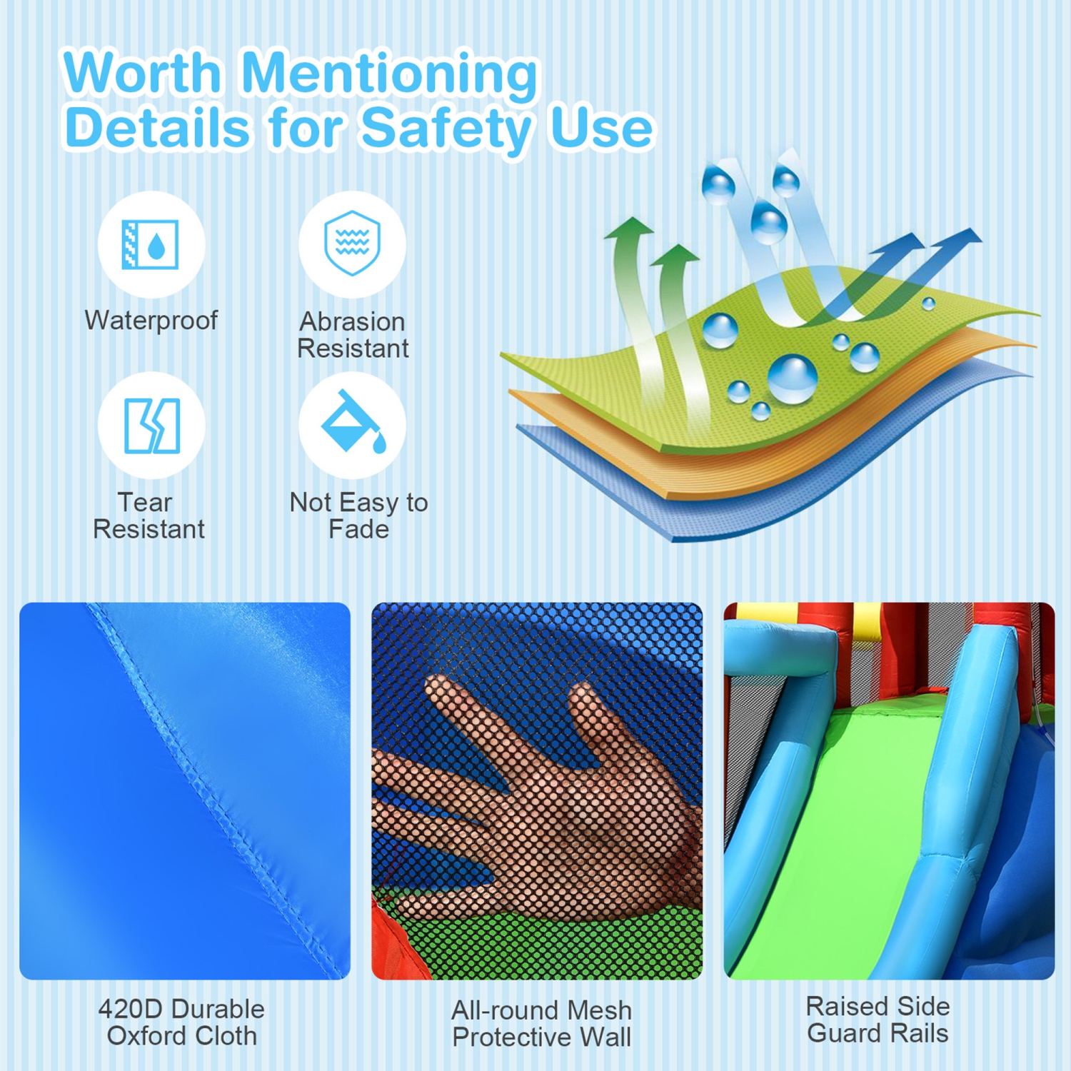 Gymax Kids Inflatable Bounce House Castle 9 in 1 Water Slide Park Without Blower