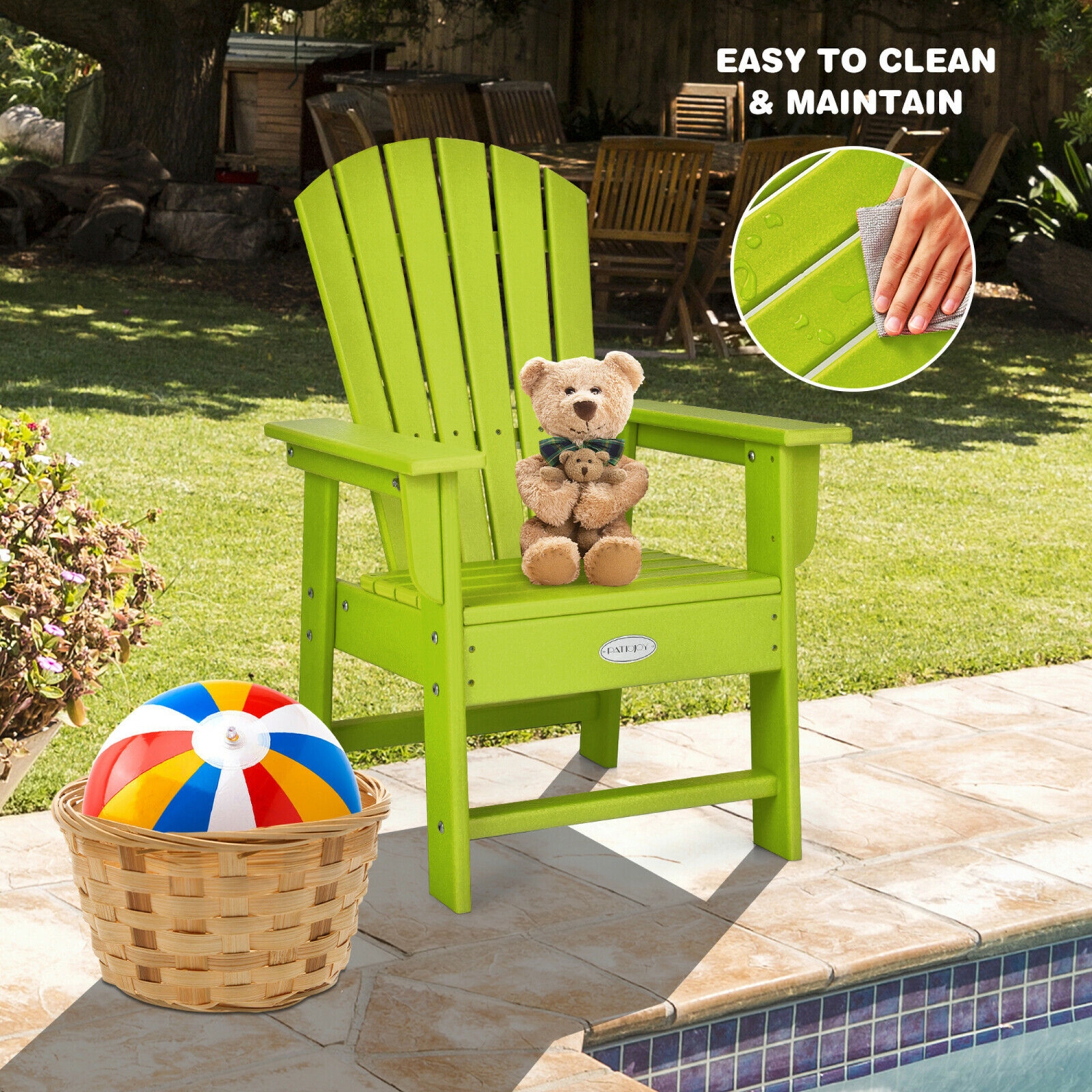 Gymax Set of 2 Kids Patio Adirondack Chair Armchair Weather Resistance Outdoor Chair