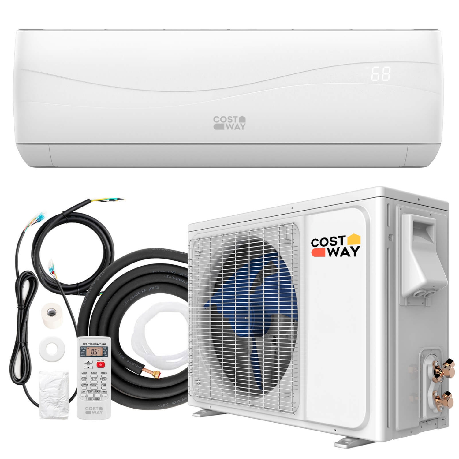 Costway 12000 BTU Mini Split Air Conditioner &Heater 20 SEER2 115 V Wall-Mounted AC Unit