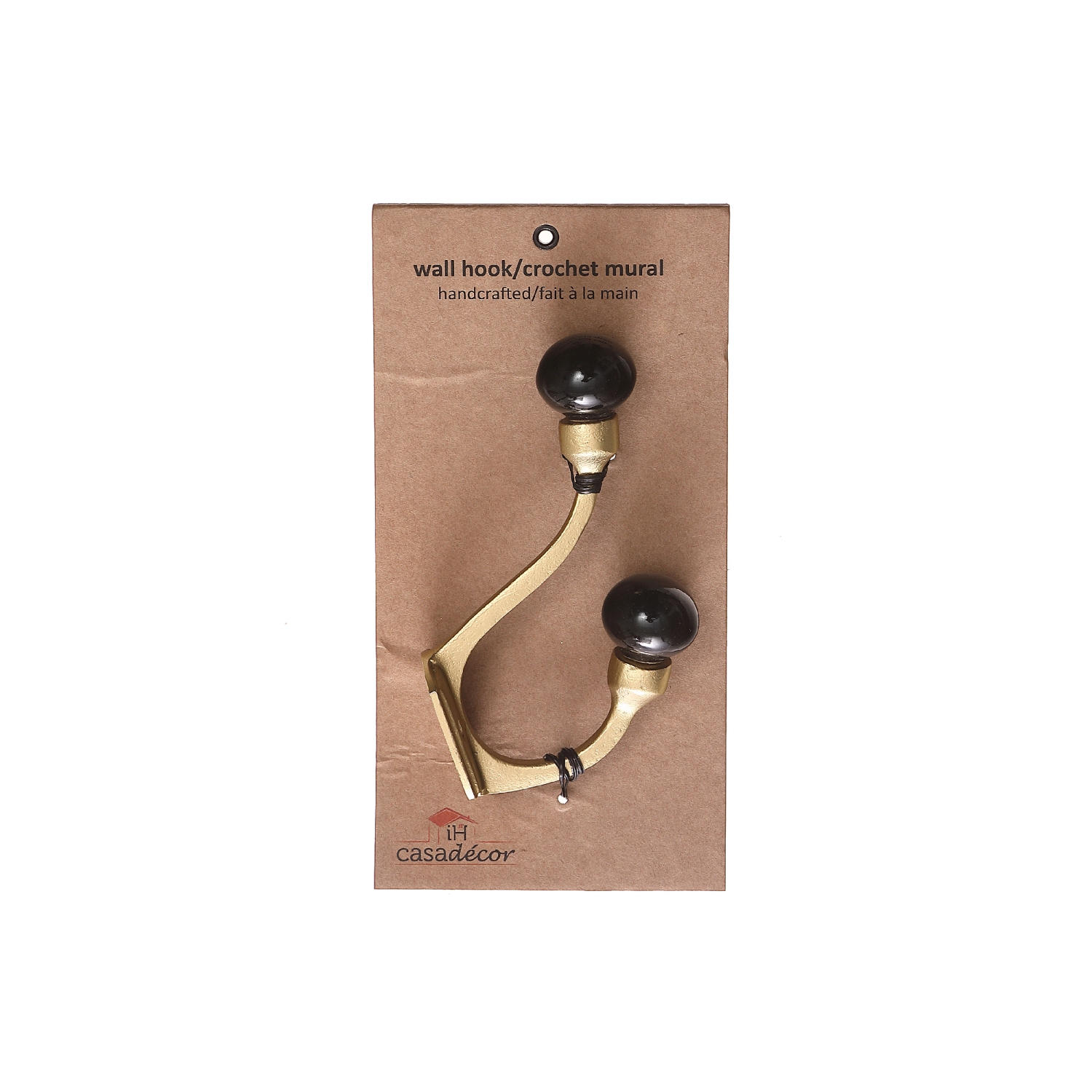 Iron Hook With Ceramic Black Knob - Set of 4