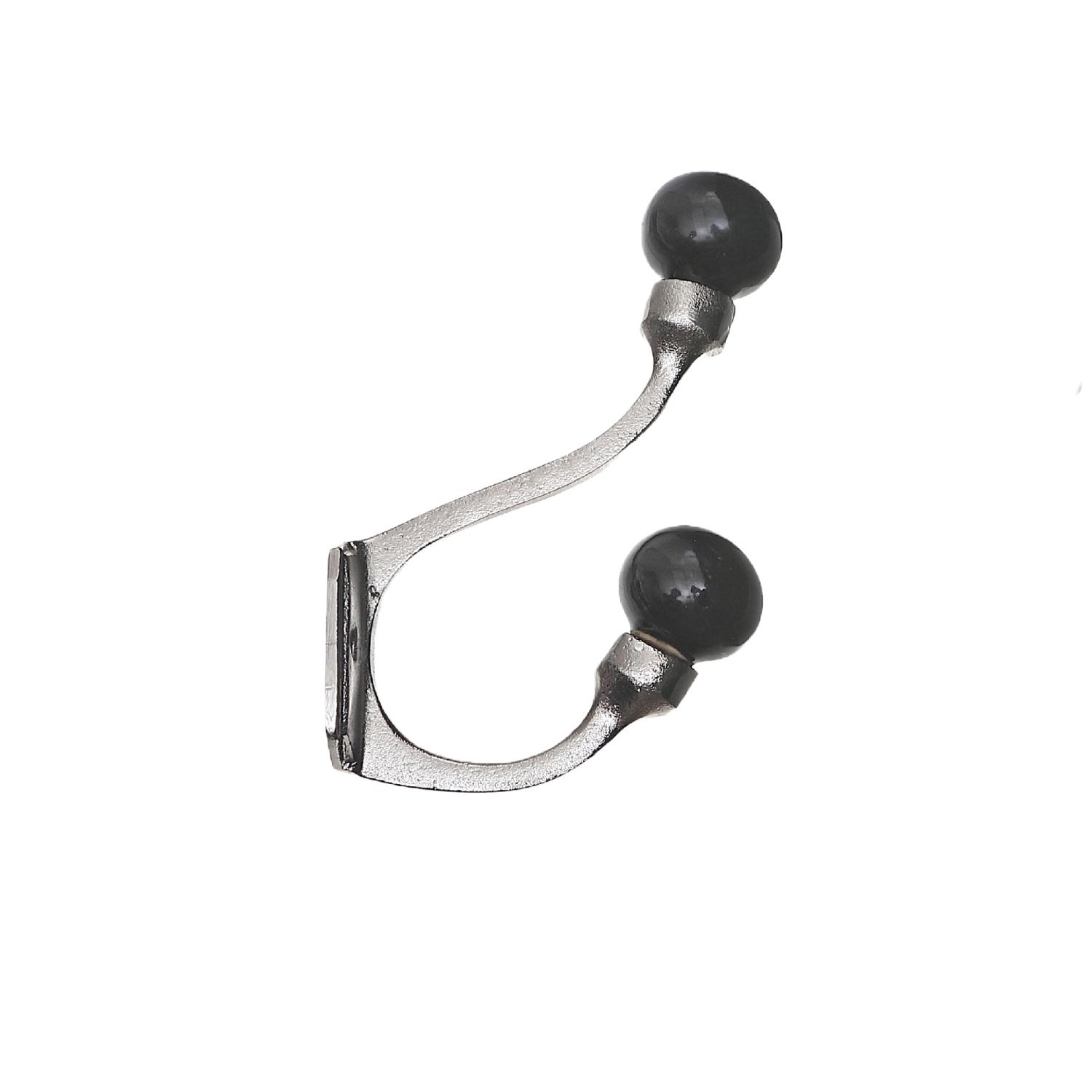 Iron Hook With Ceramic Black Knob - Set of 4