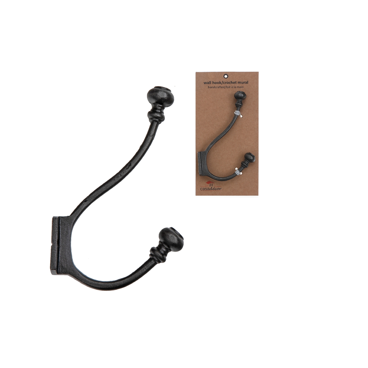 Classic Double Iron Wall Hook - Set of 2