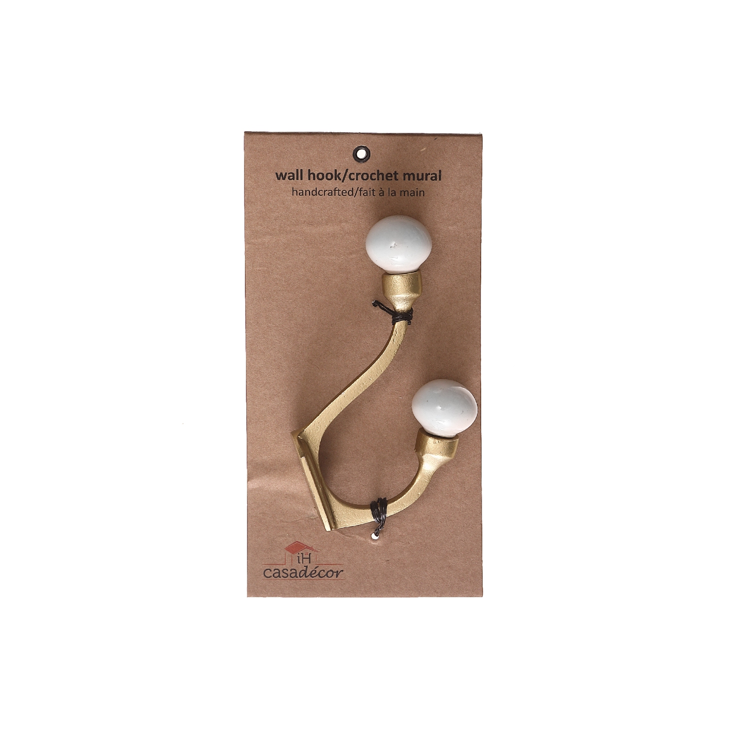 Iron Hook With Ceramic Ivory Knob - Set of 4