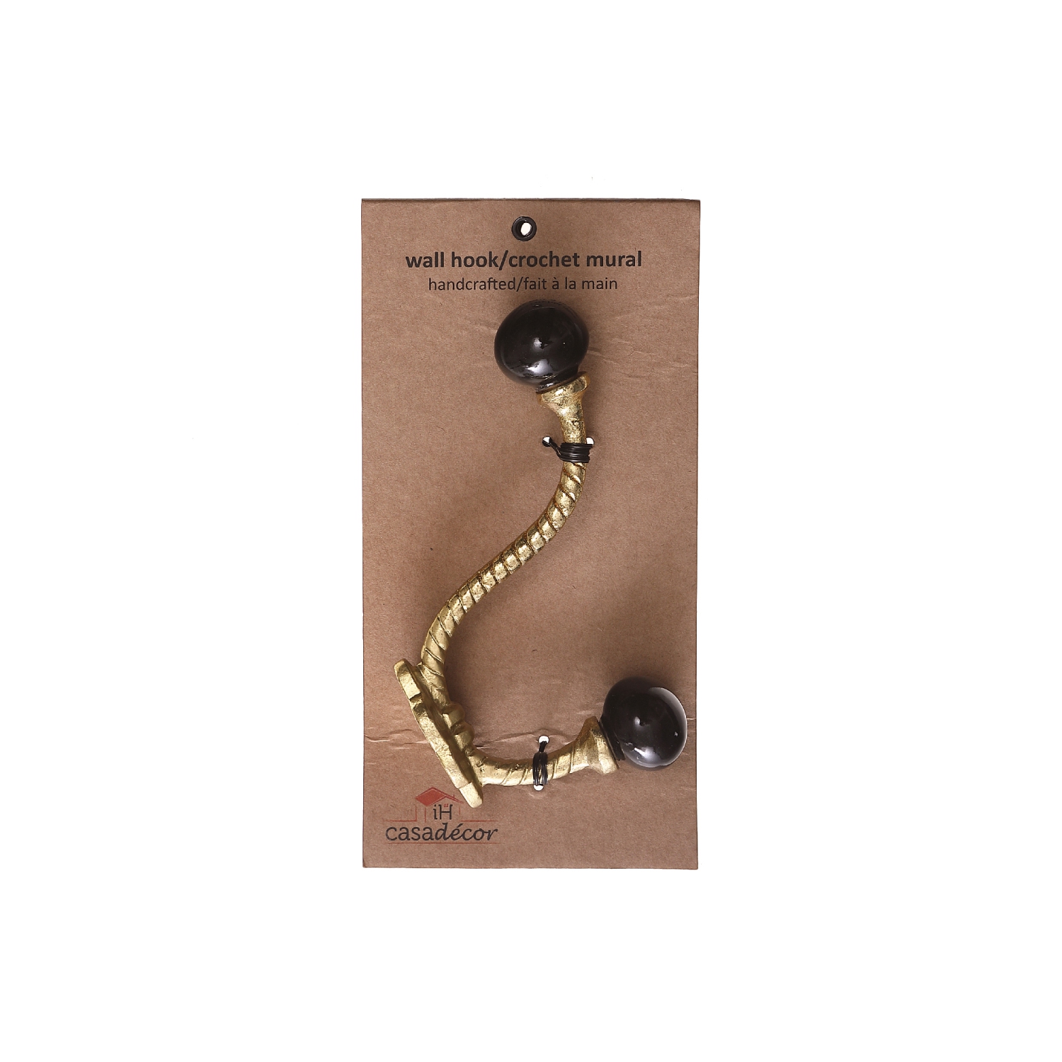 Iron Twist Hook With Ceramic Black Knob - Set of 4