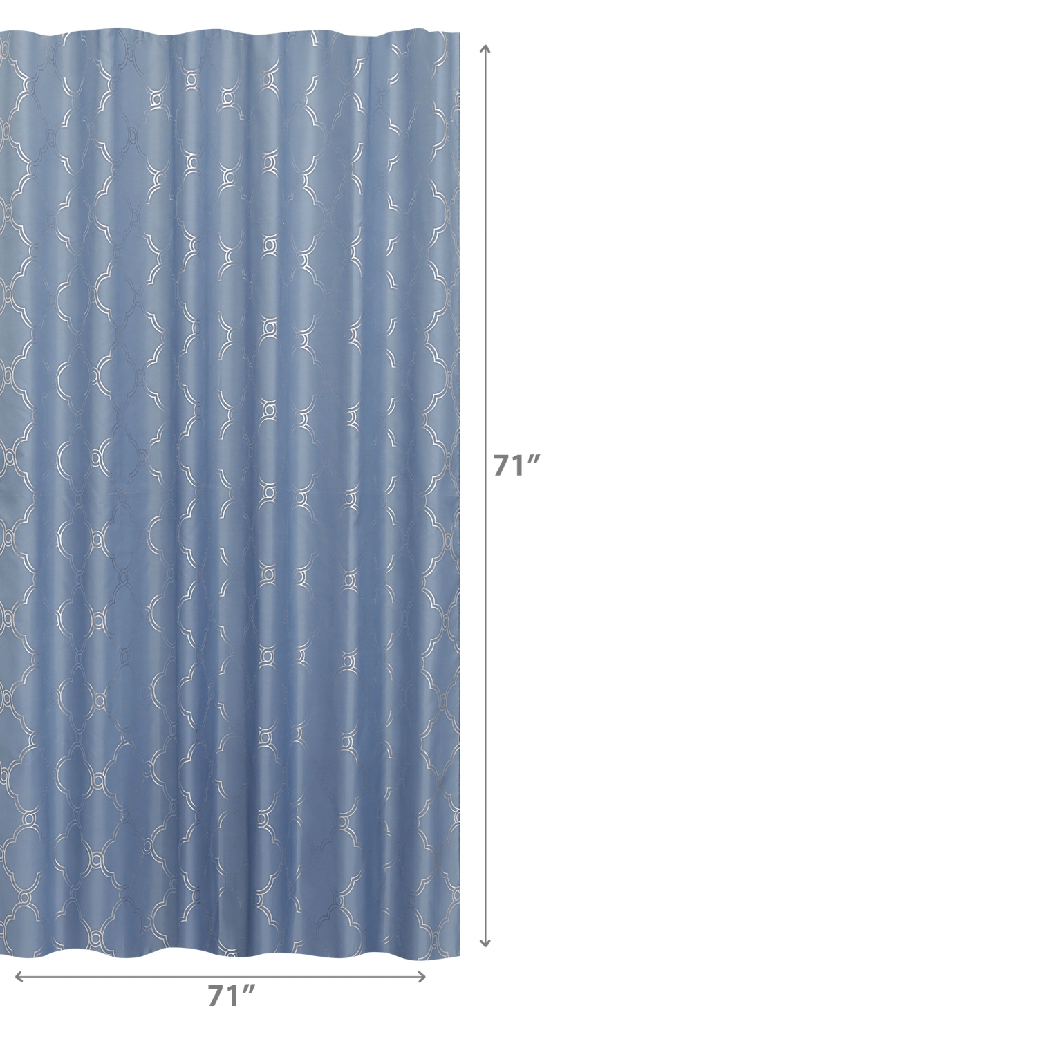 Maison Concepts Polyester Silver Foil Trellis Printed Shower Curtain Blue