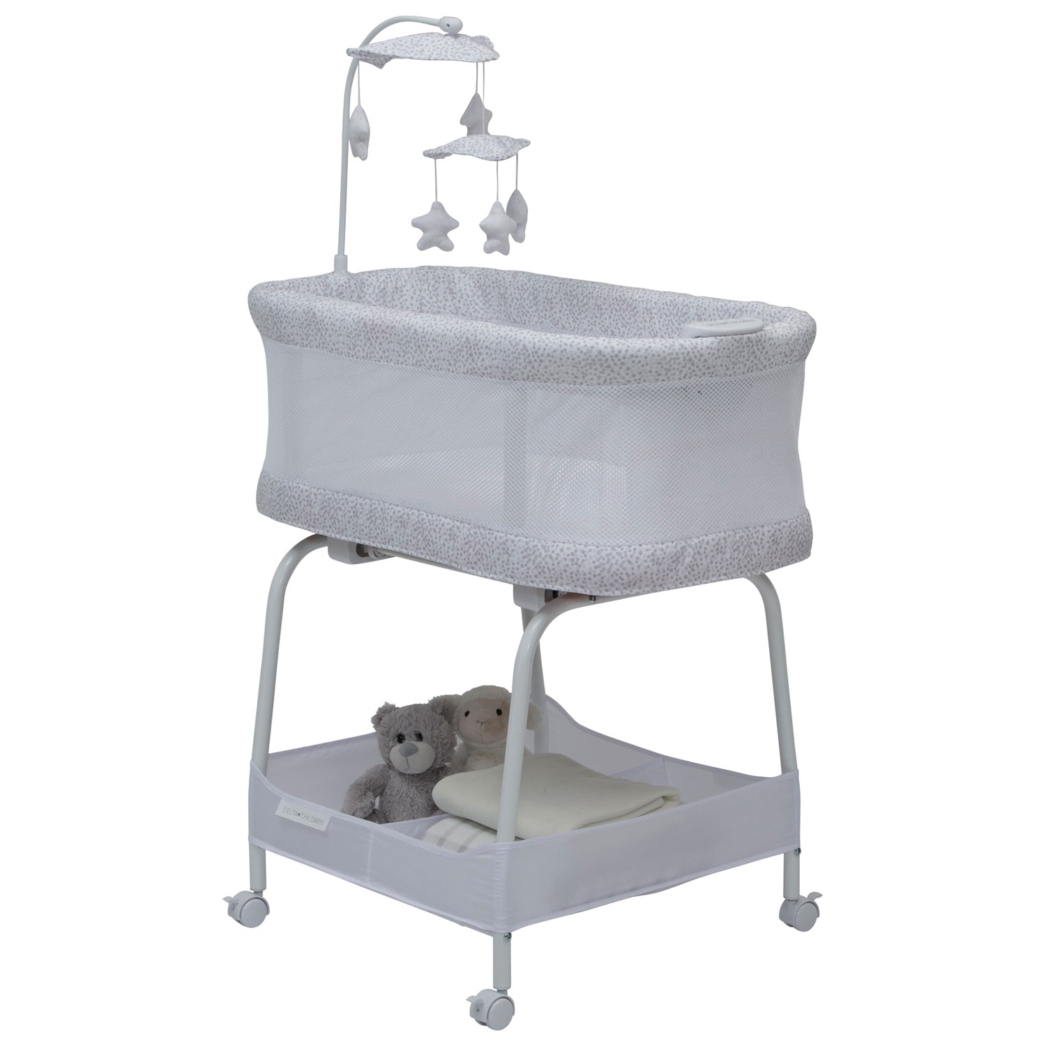 Berceau Sweet Breeze de Delta Children avec filet Airflow - Blanc/Gris