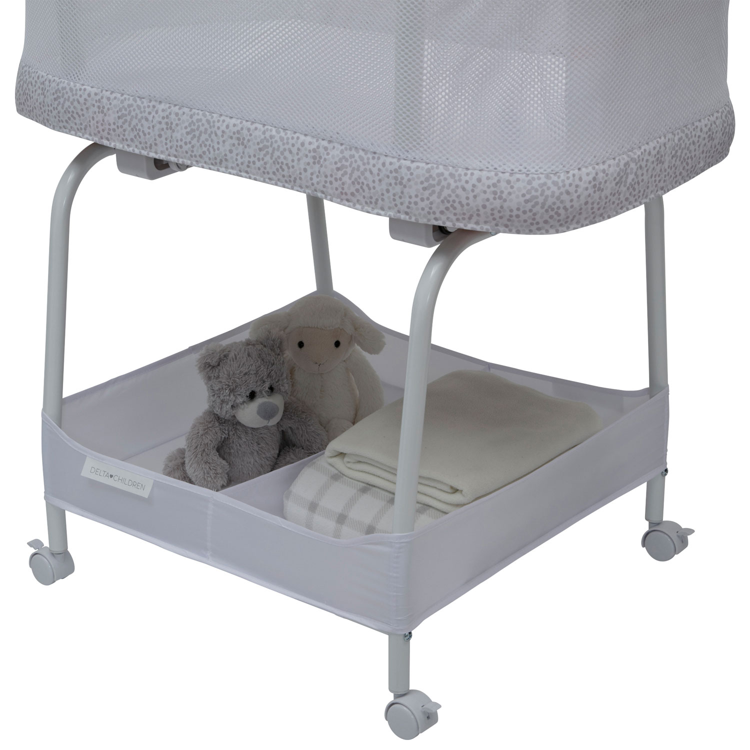 Berceau Sweet Breeze de Delta Children avec filet Airflow - Blanc/Gris