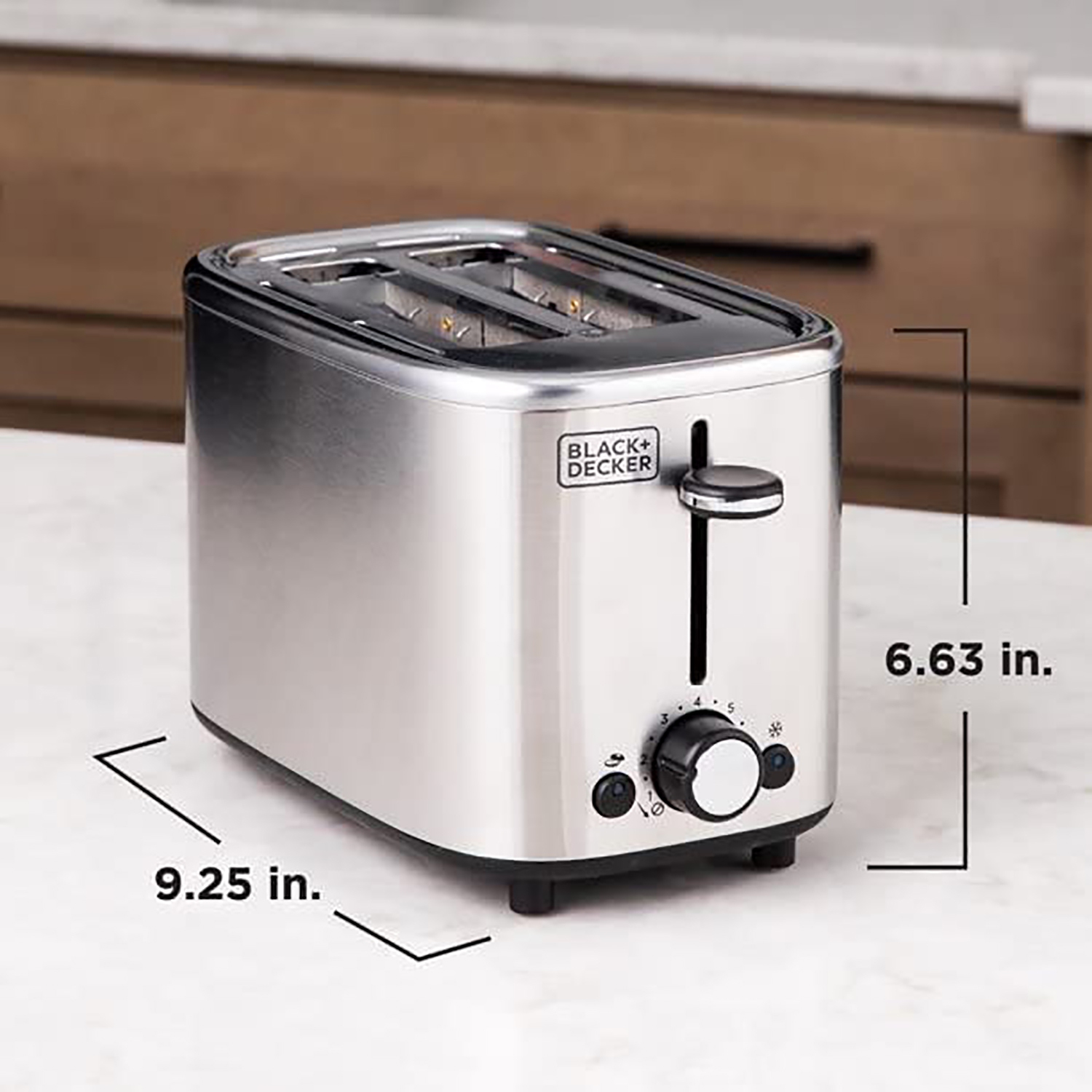 Black Decker 2 Slice Toaster with Wide Slits Stainless Steel