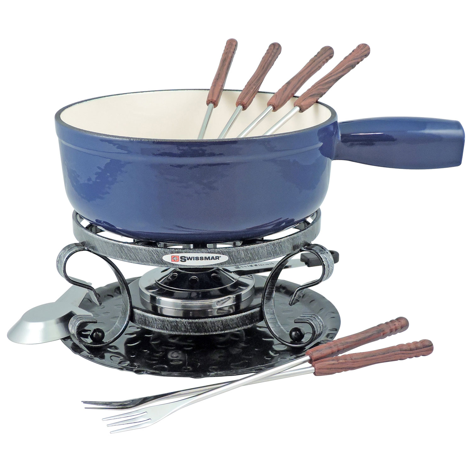 Swissmar Lugano 9-Piece Cast Iron Fondue Set (KF-66518) Blue