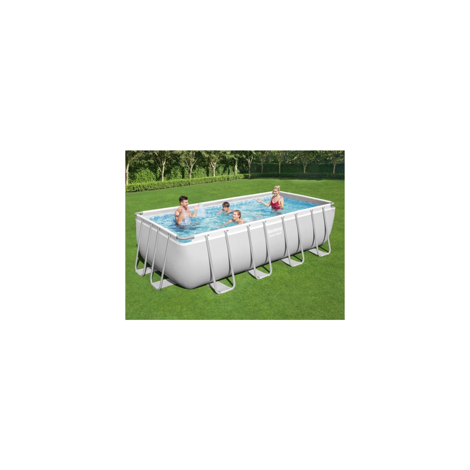 Ensemble de piscine rectangulaire Bestway Power Steel™ 16 x 8 x 48 po/4,88 x 2,44 x 1,22 m idéal pour les familles grâce à son cadre en acier de